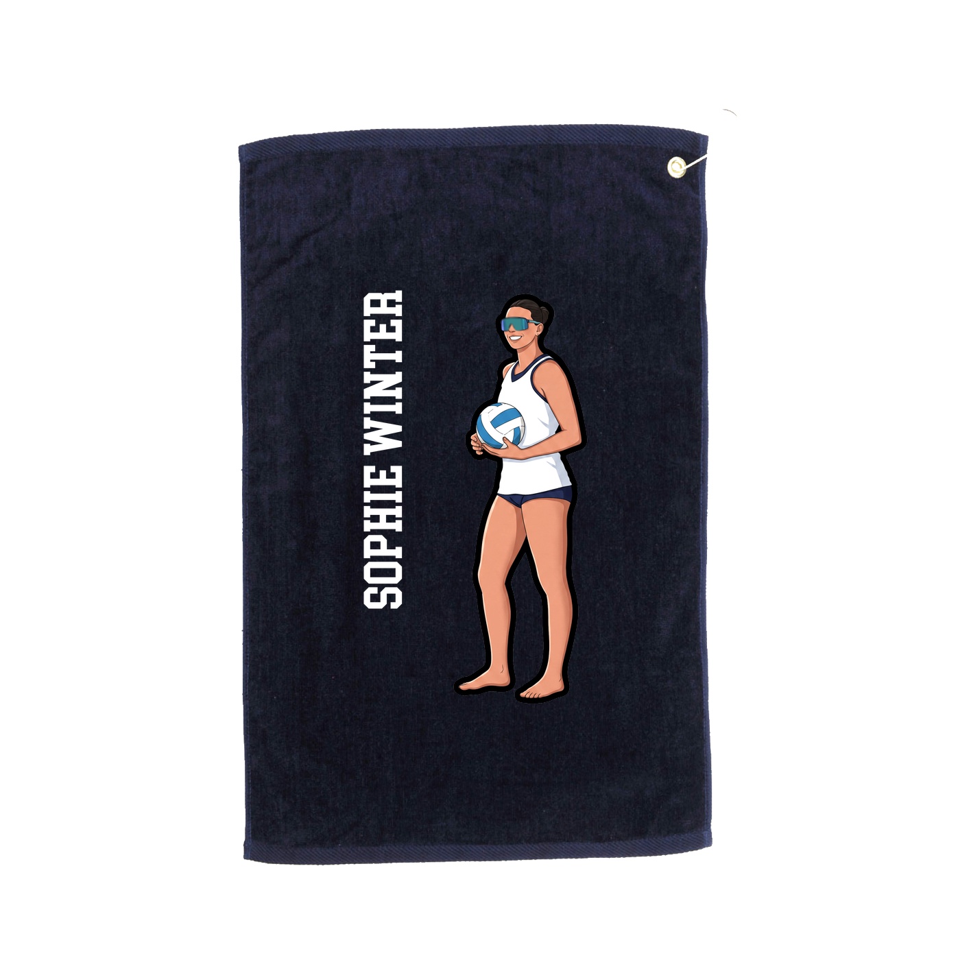 Golf Towel — Name Vertical in Navy