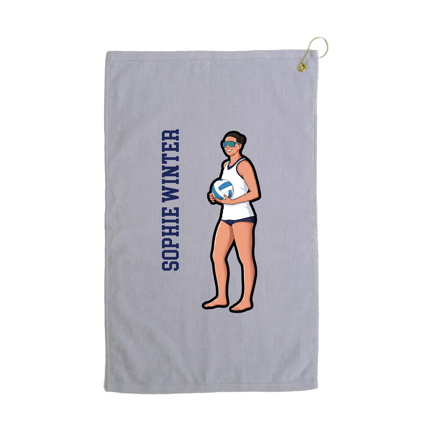 Golf Towel — Name Vertical in Grey