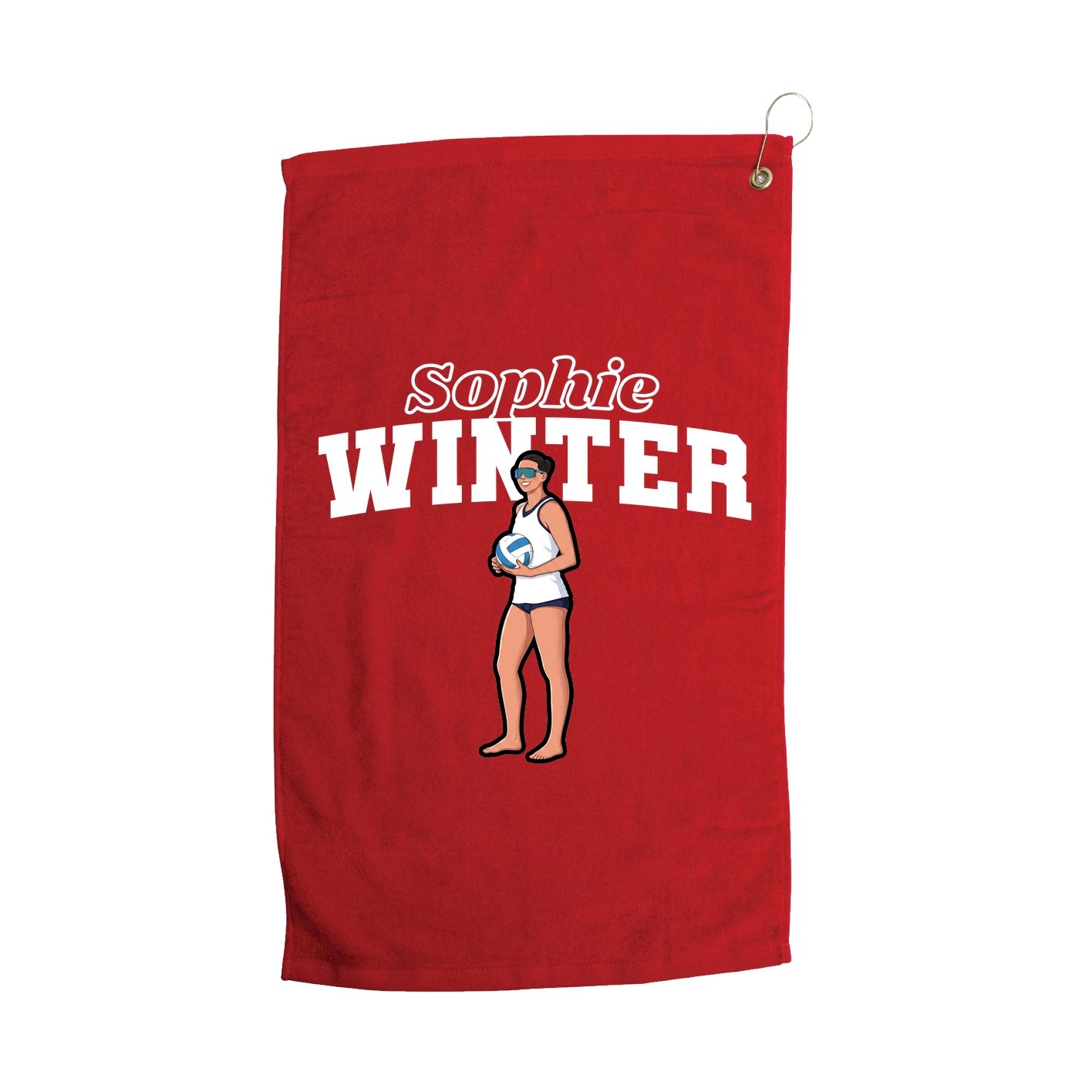 Golf Towel — Name Arch in Red