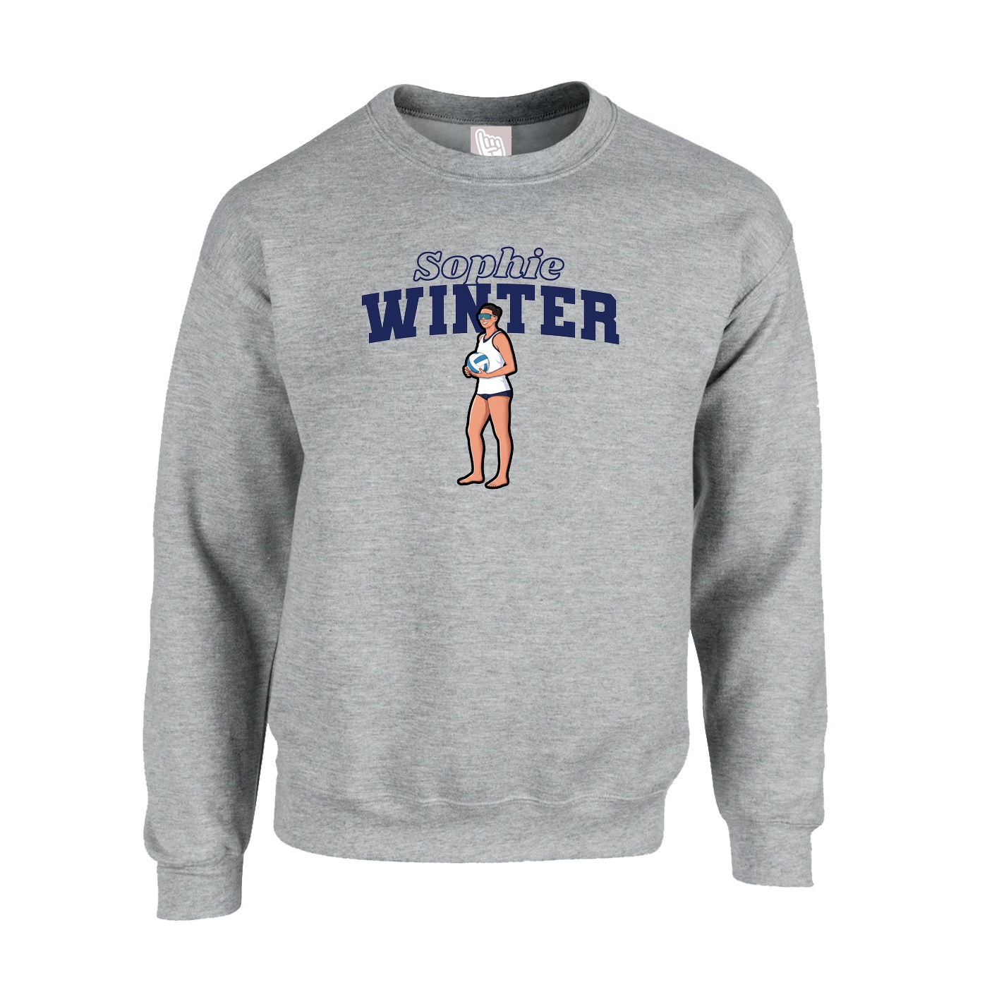 Fleece Crew — Name Arch in Grey