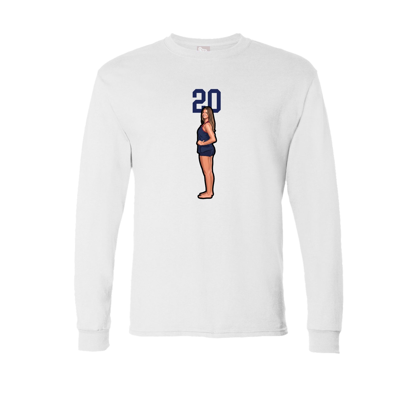 Long Sleeve Tee — Number Top in White