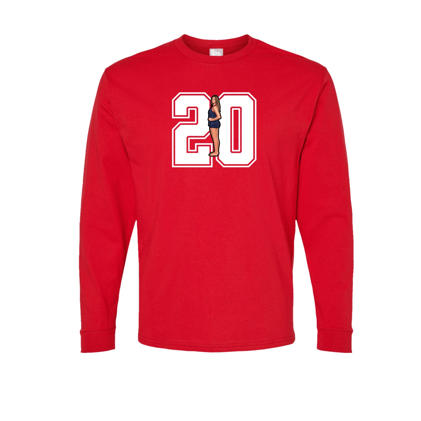 Long Sleeve Tee — Number in Red