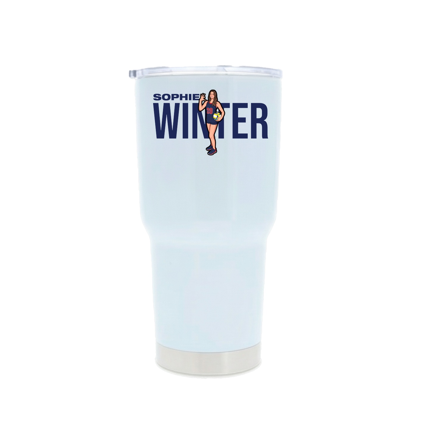 30oz Stainless Steel Tumbler — Player Name in White