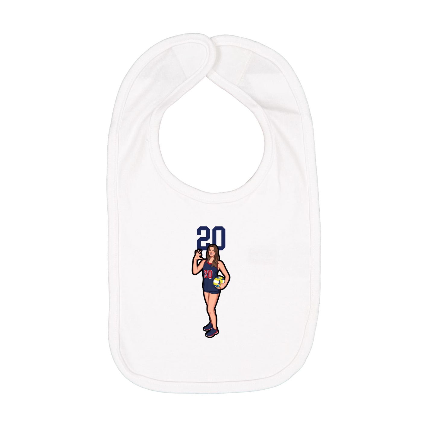 Infant Bib — Number Top in White