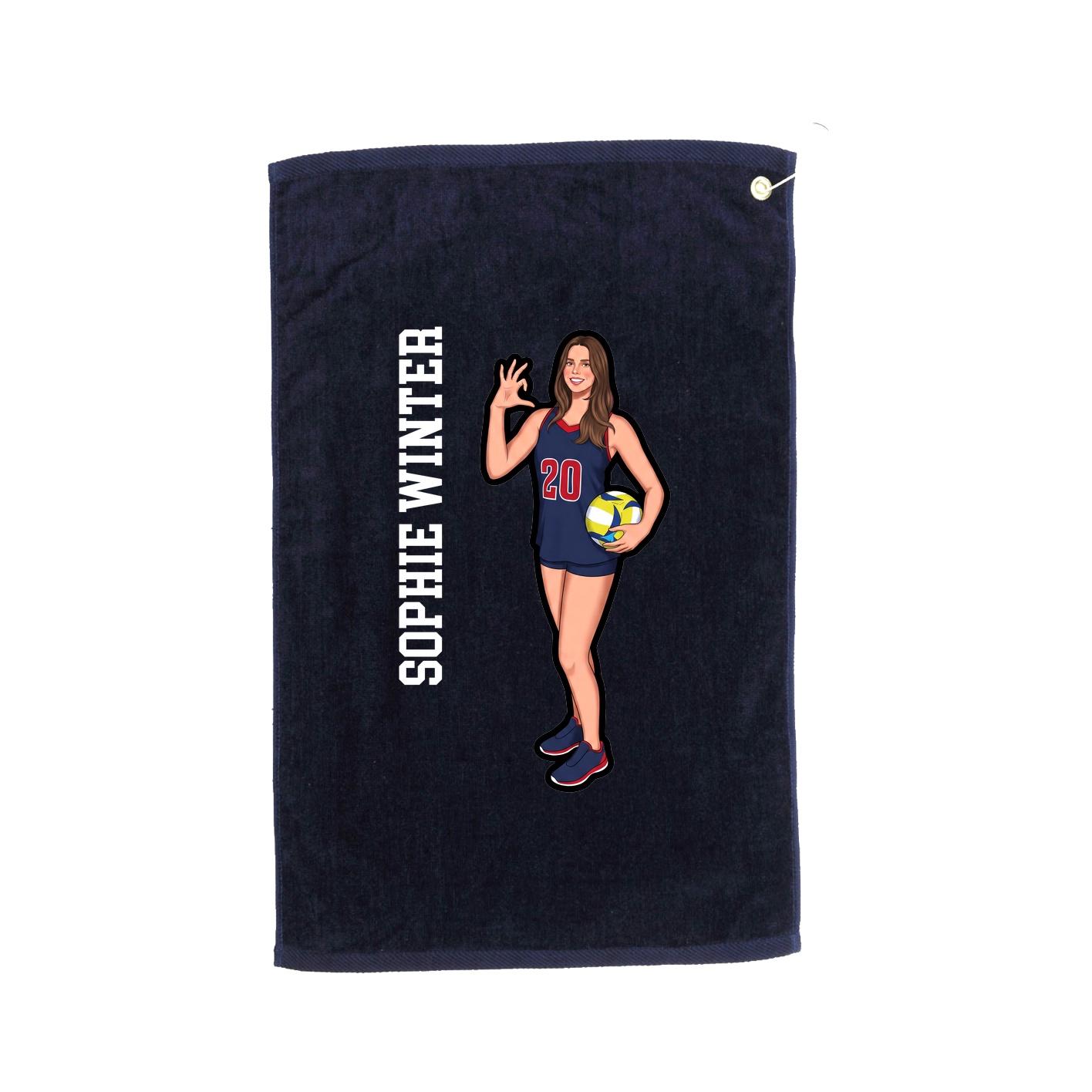 Golf Towel — Name Vertical in Navy