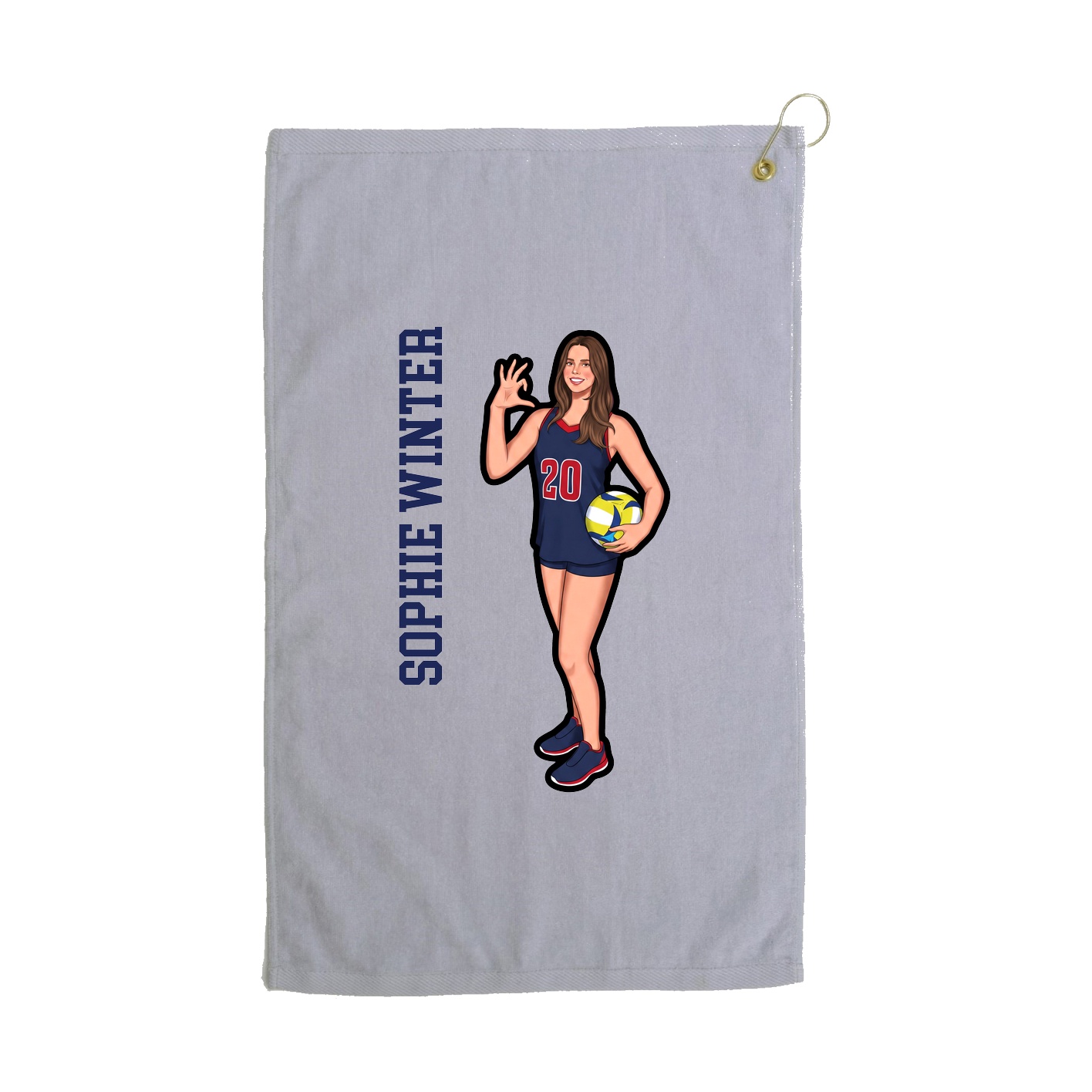 Golf Towel — Name Vertical in Grey