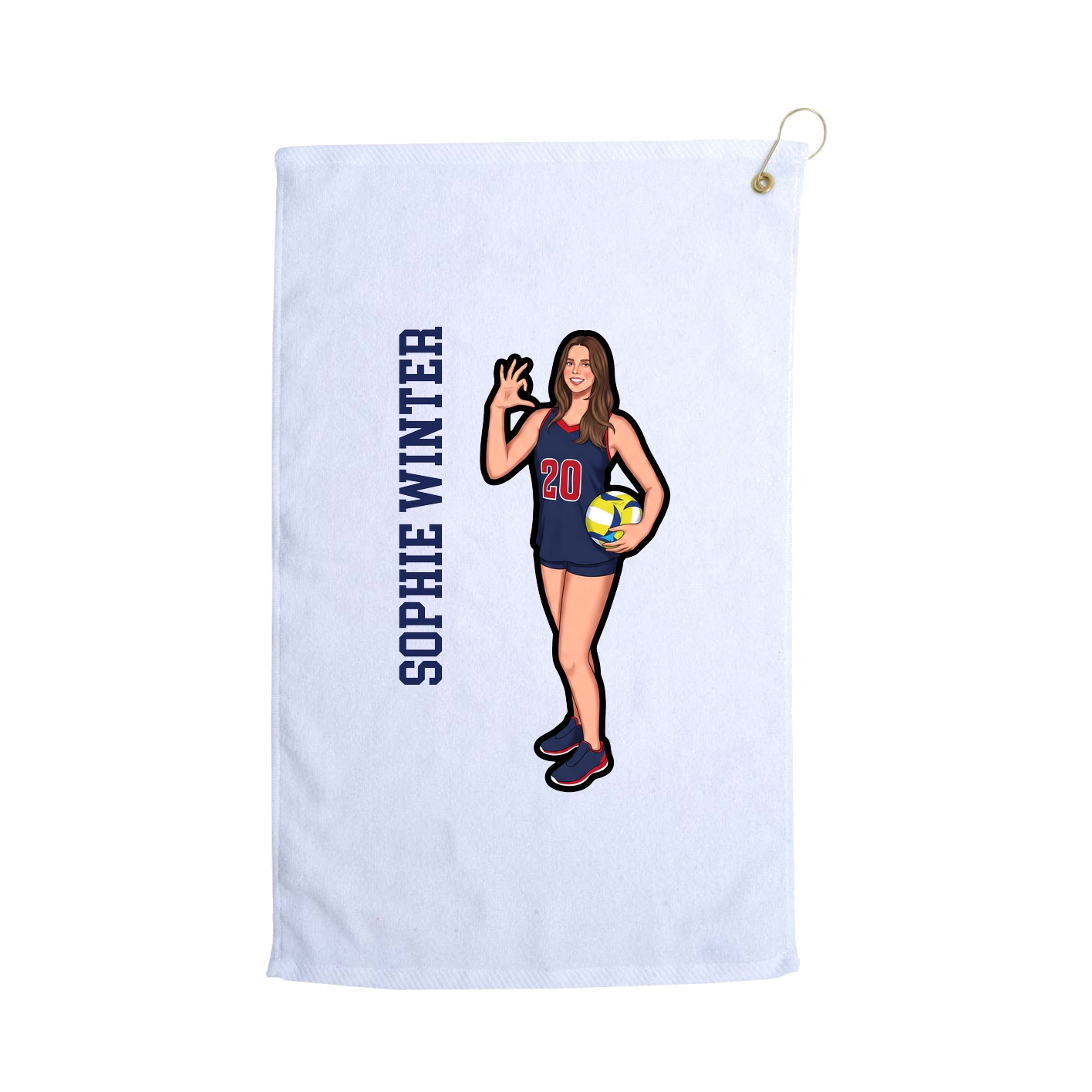 Golf Towel — Name Vertical in White