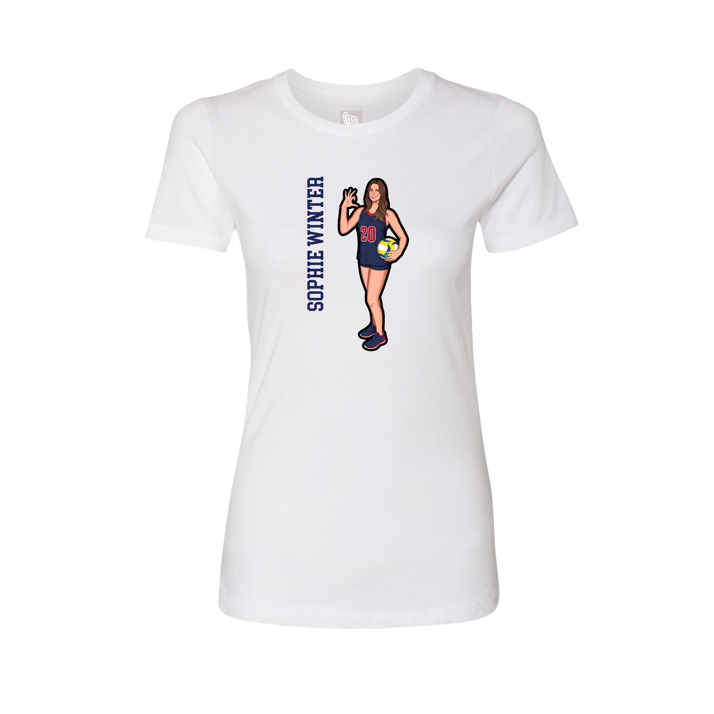 Womens Tee — Name Vertical in White