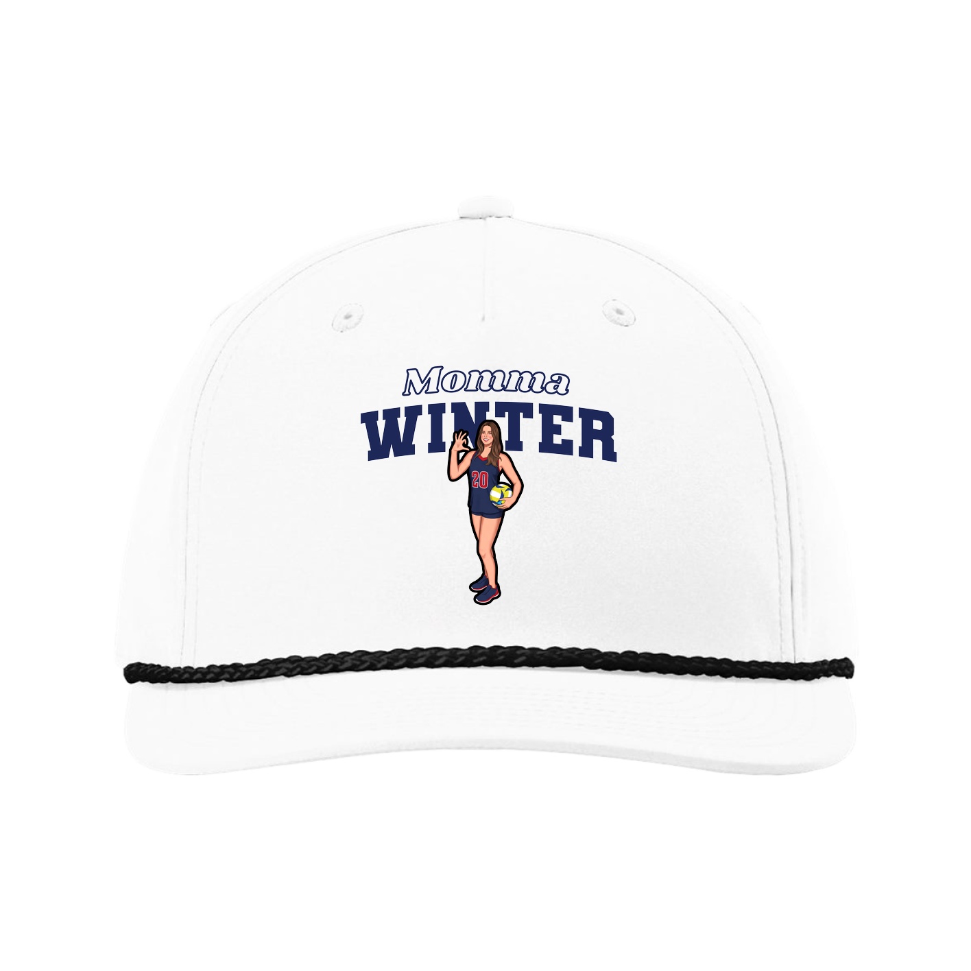 Five-Panel Classic Rope Cap — Mothers Day Block in White
