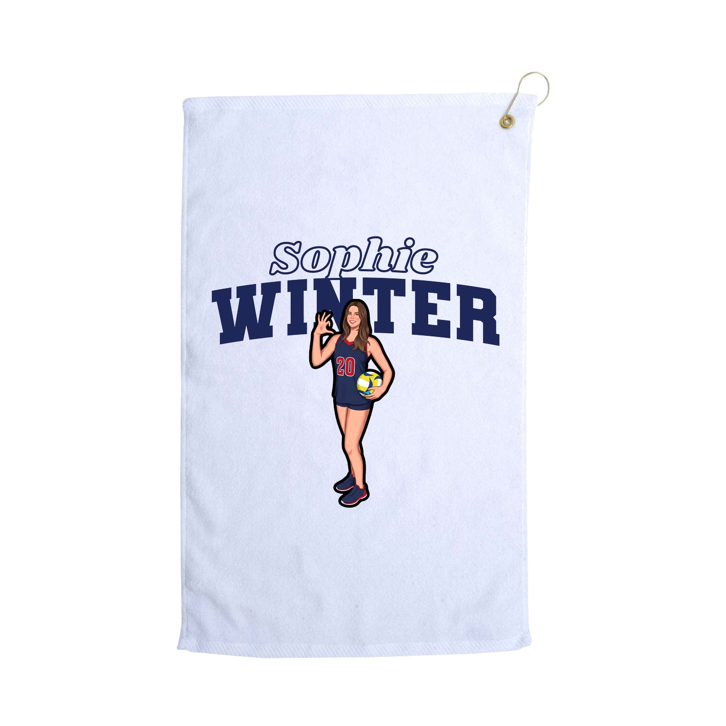 Golf Towel — Name Arch in White