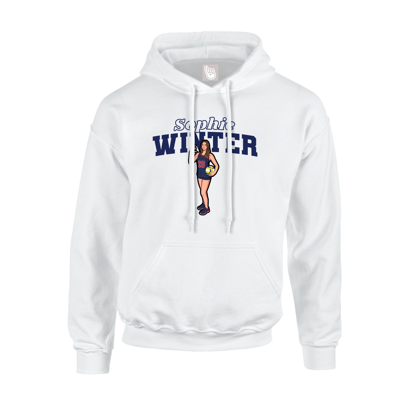 Youth Hoodie — Name Arch in White