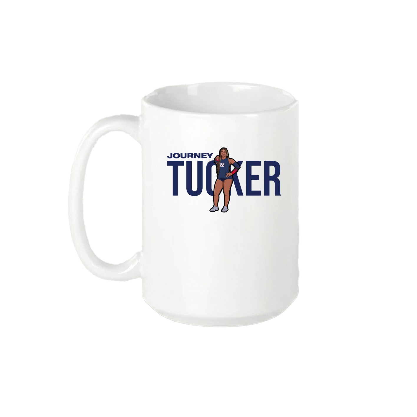 15oz Coffee Mug — Player Name in White
