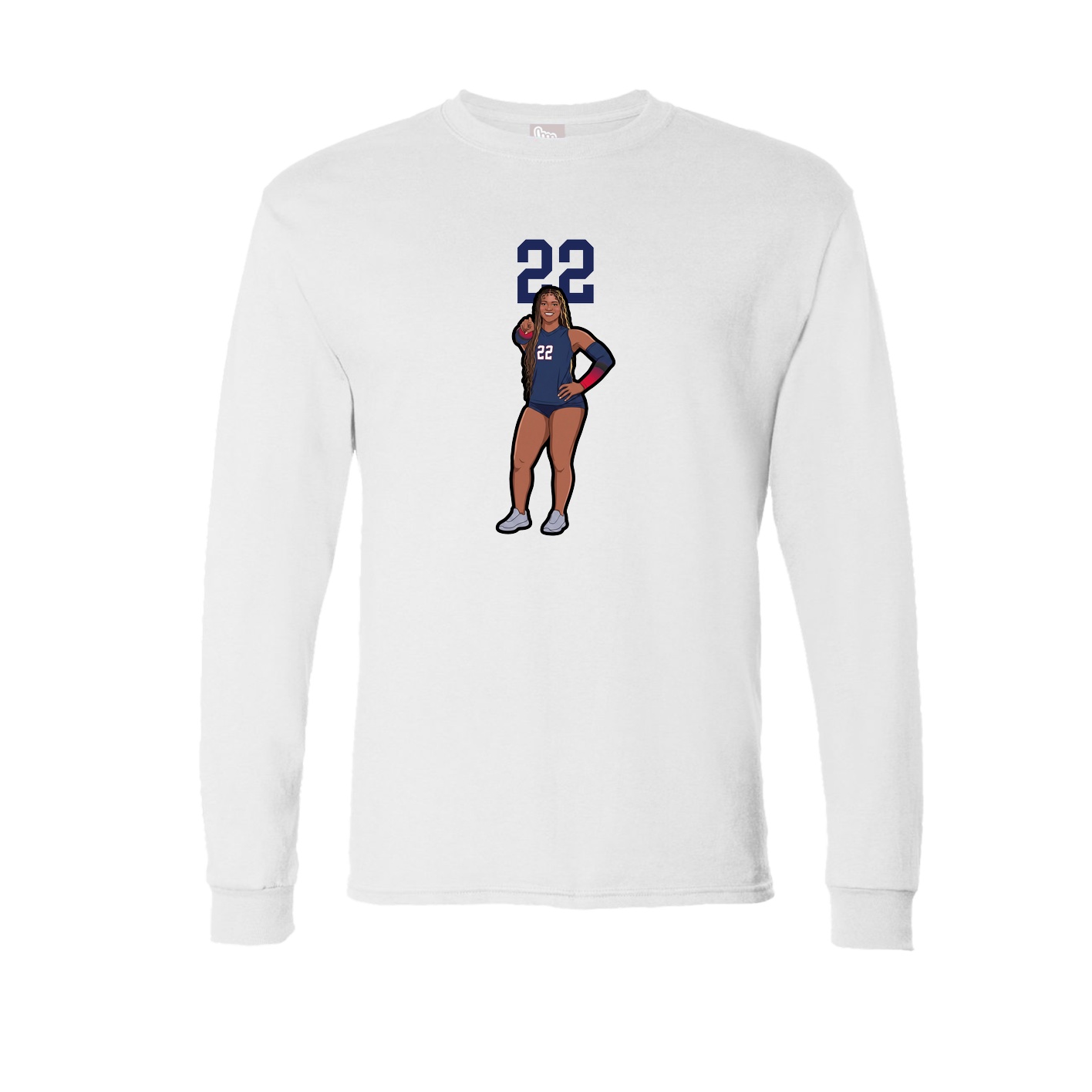 Long Sleeve Tee — Number Top in White