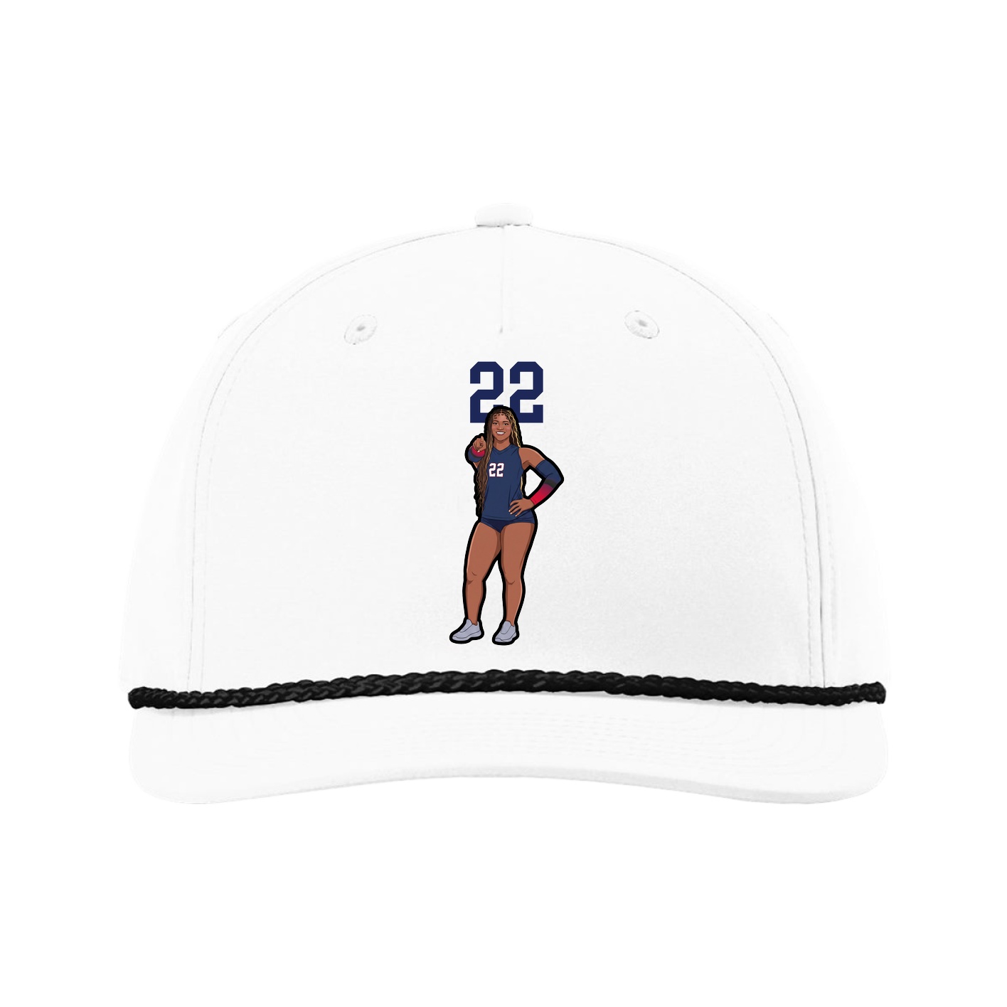 Five-Panel Classic Rope Cap — Number Top in White