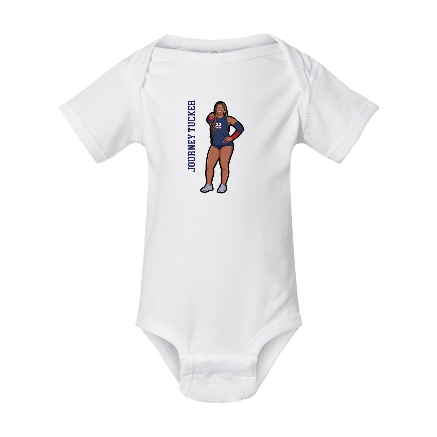 Baby Onesie — Name Vertical in White