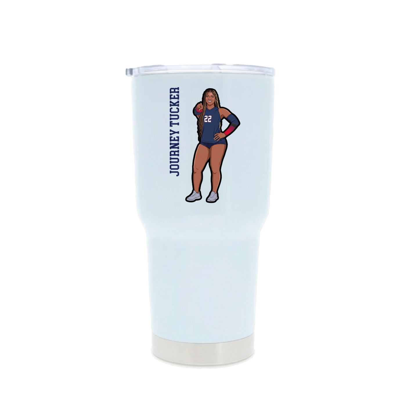 30oz Stainless Steel Tumbler — Name Vertical in White