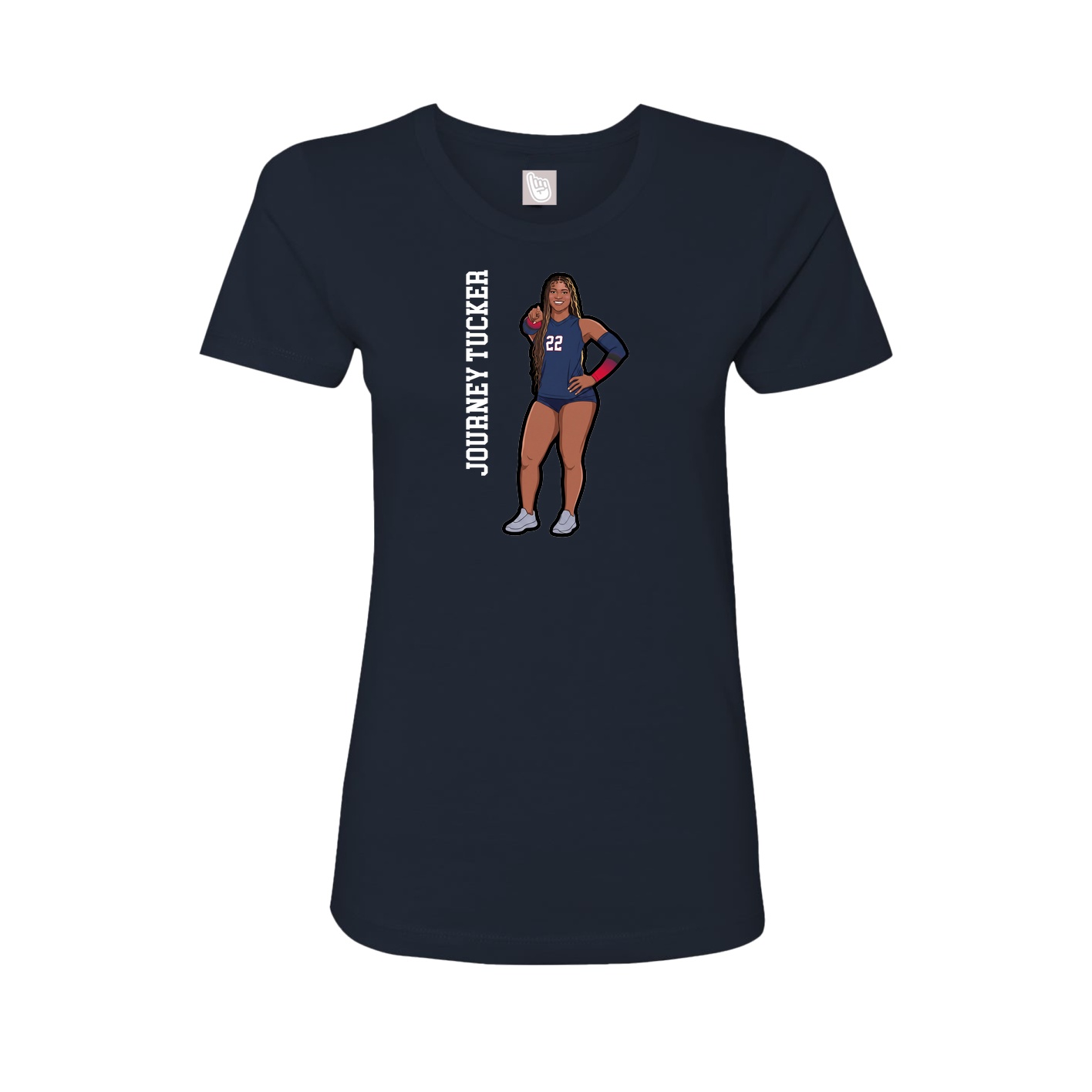 Fitted Women's Tee — Name Vertical in Navy