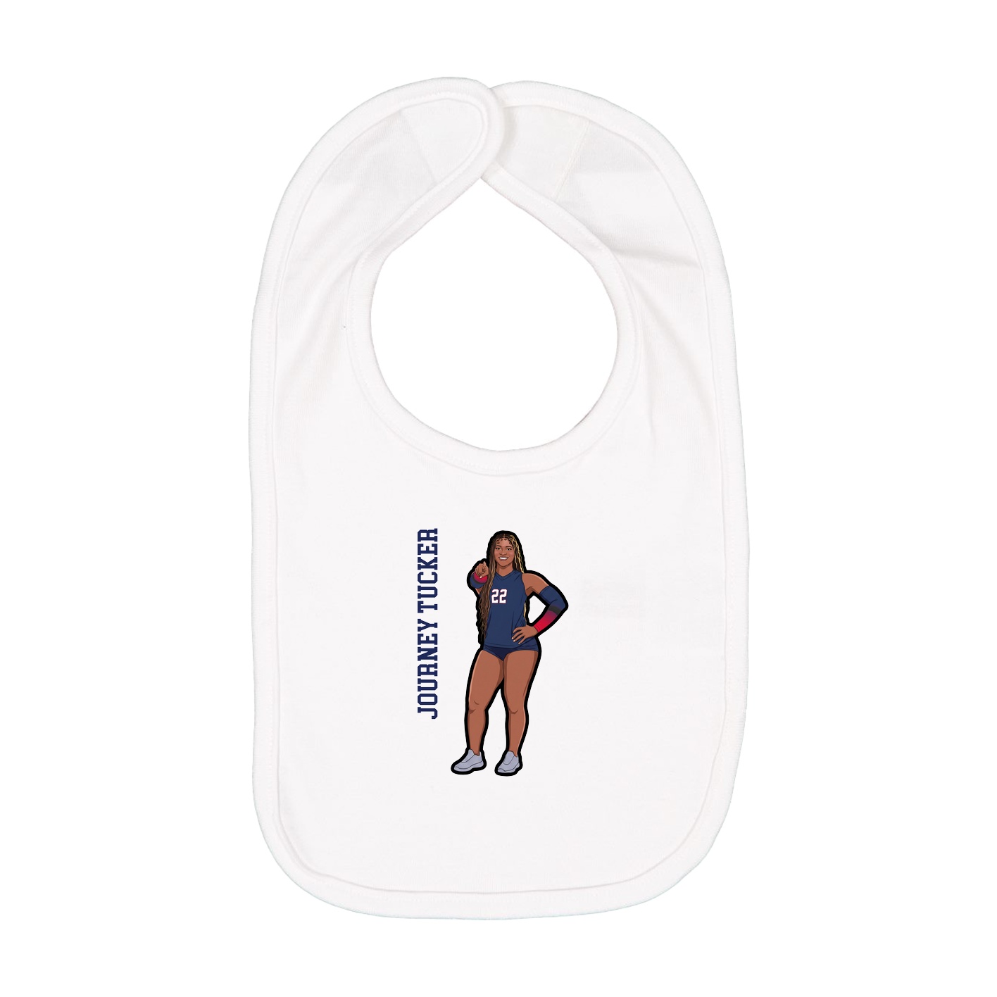 Infant Bib — Name Vertical in White