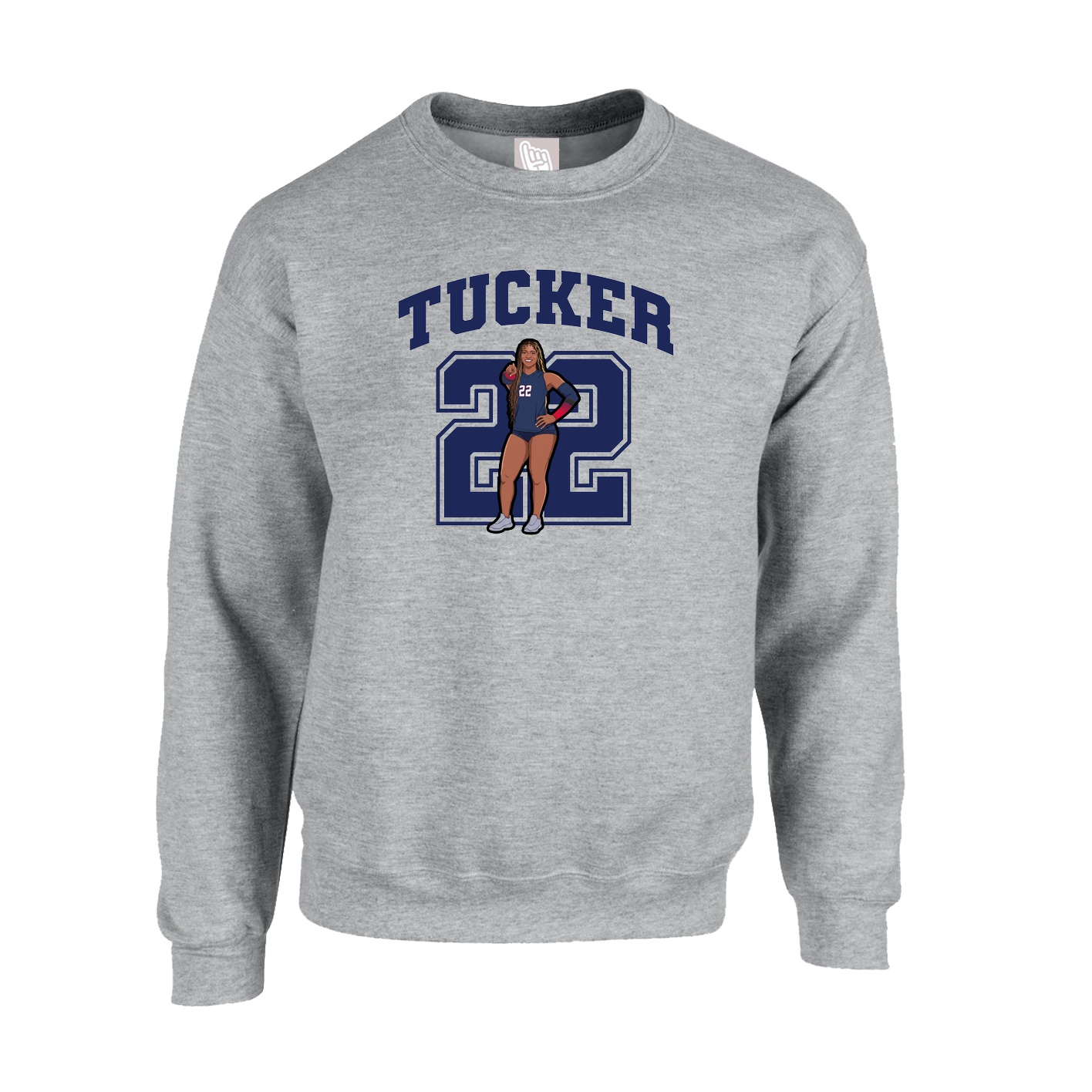 Fleece Crew — Number in Grey