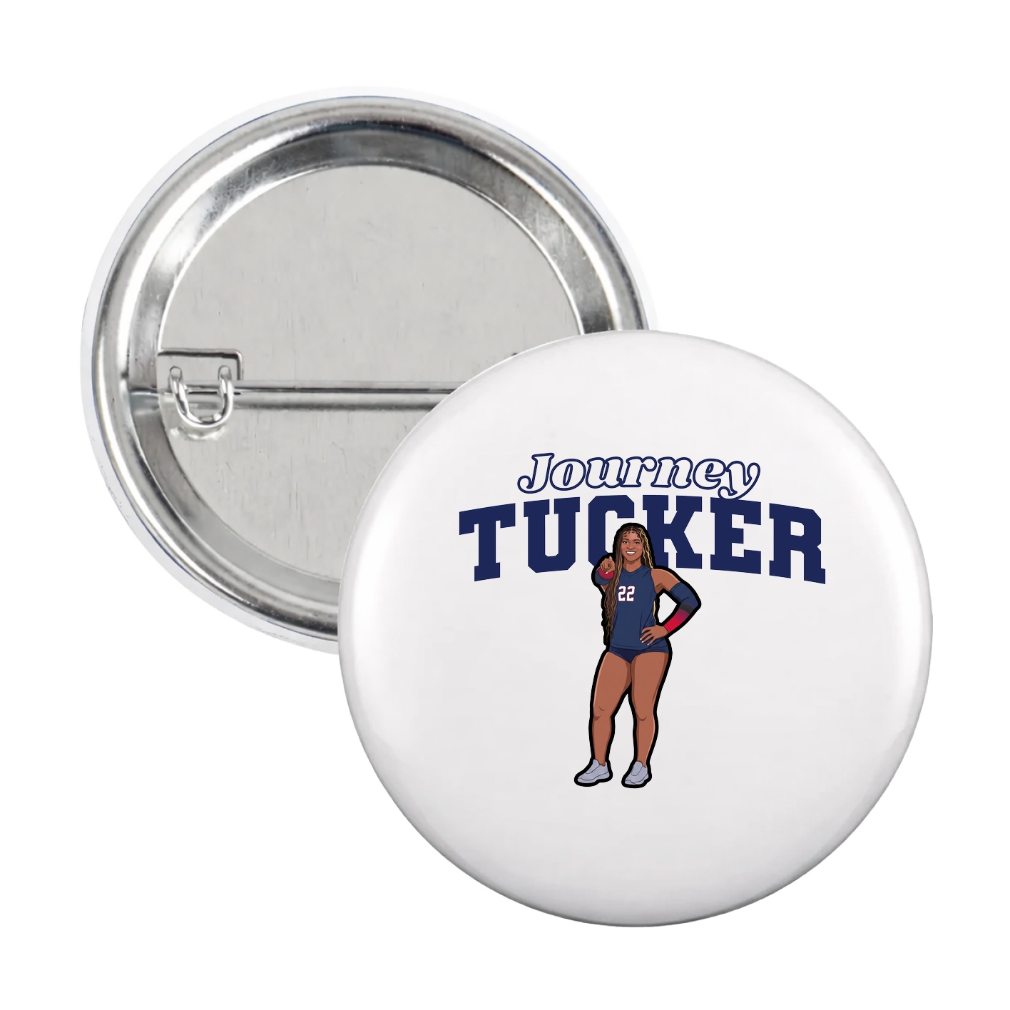 Game Day Button — Name Arch in White