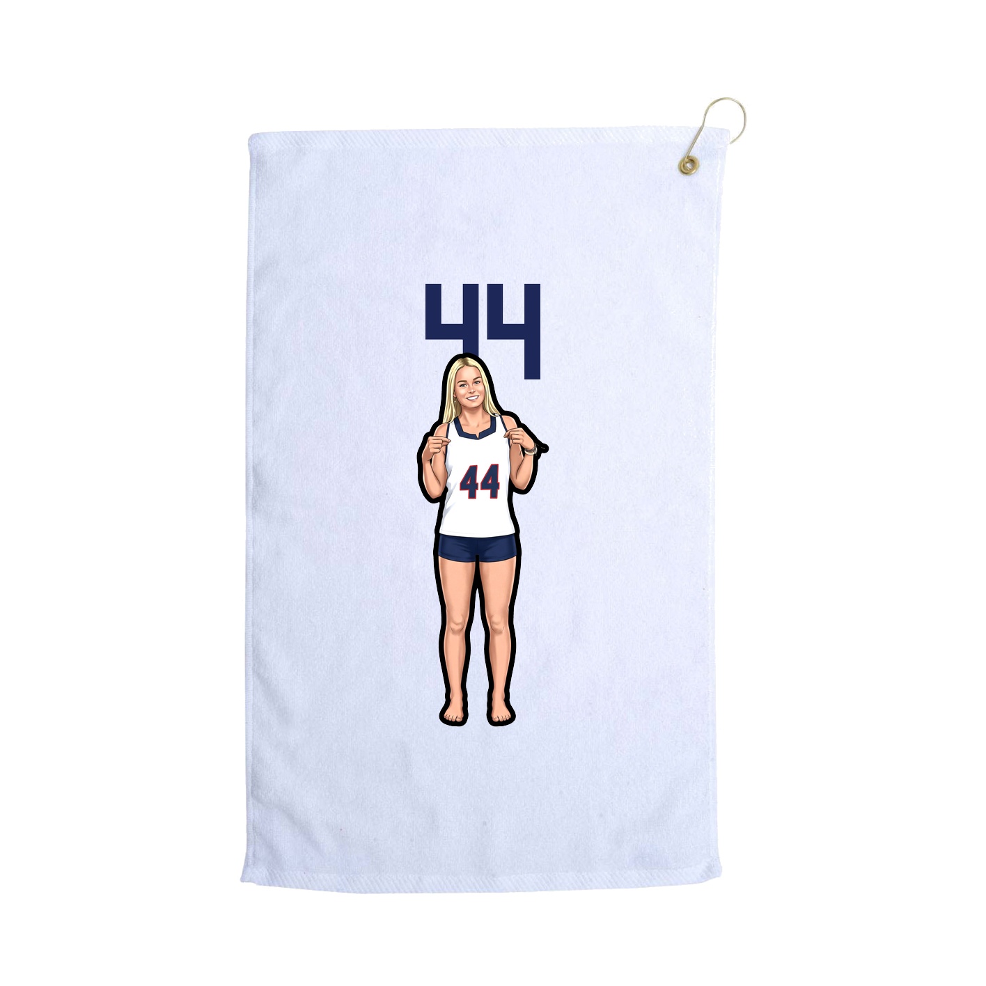 Golf Towel — Number Top in White