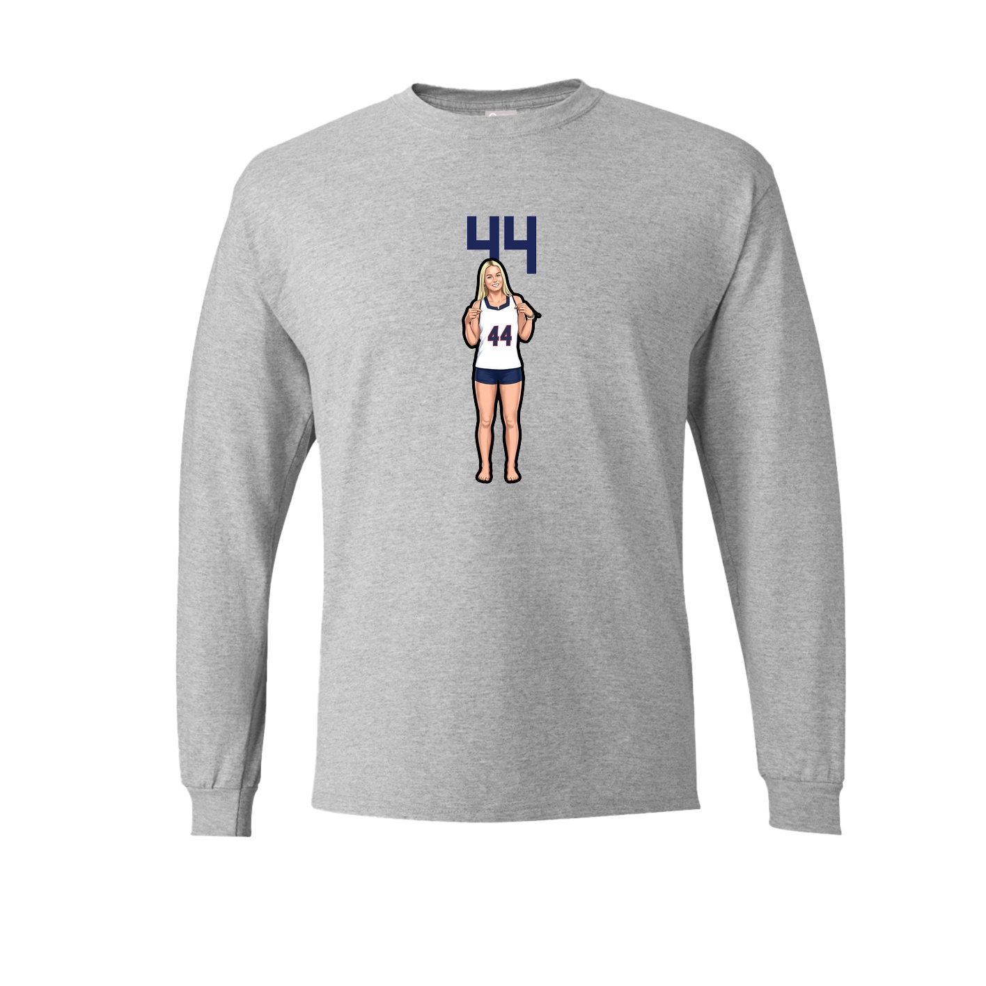 Long Sleeve Tee — Number Top in Grey