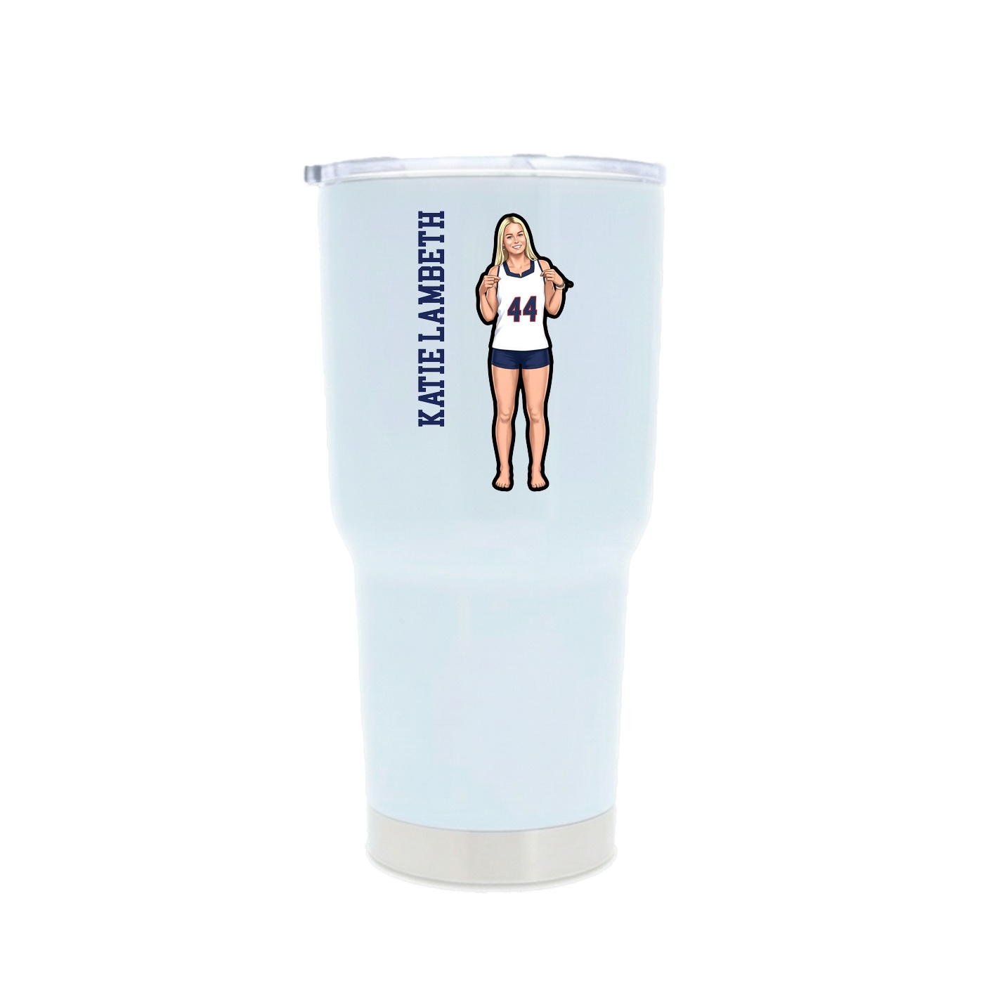 30oz Stainless Steel Tumbler — Name Vertical in White