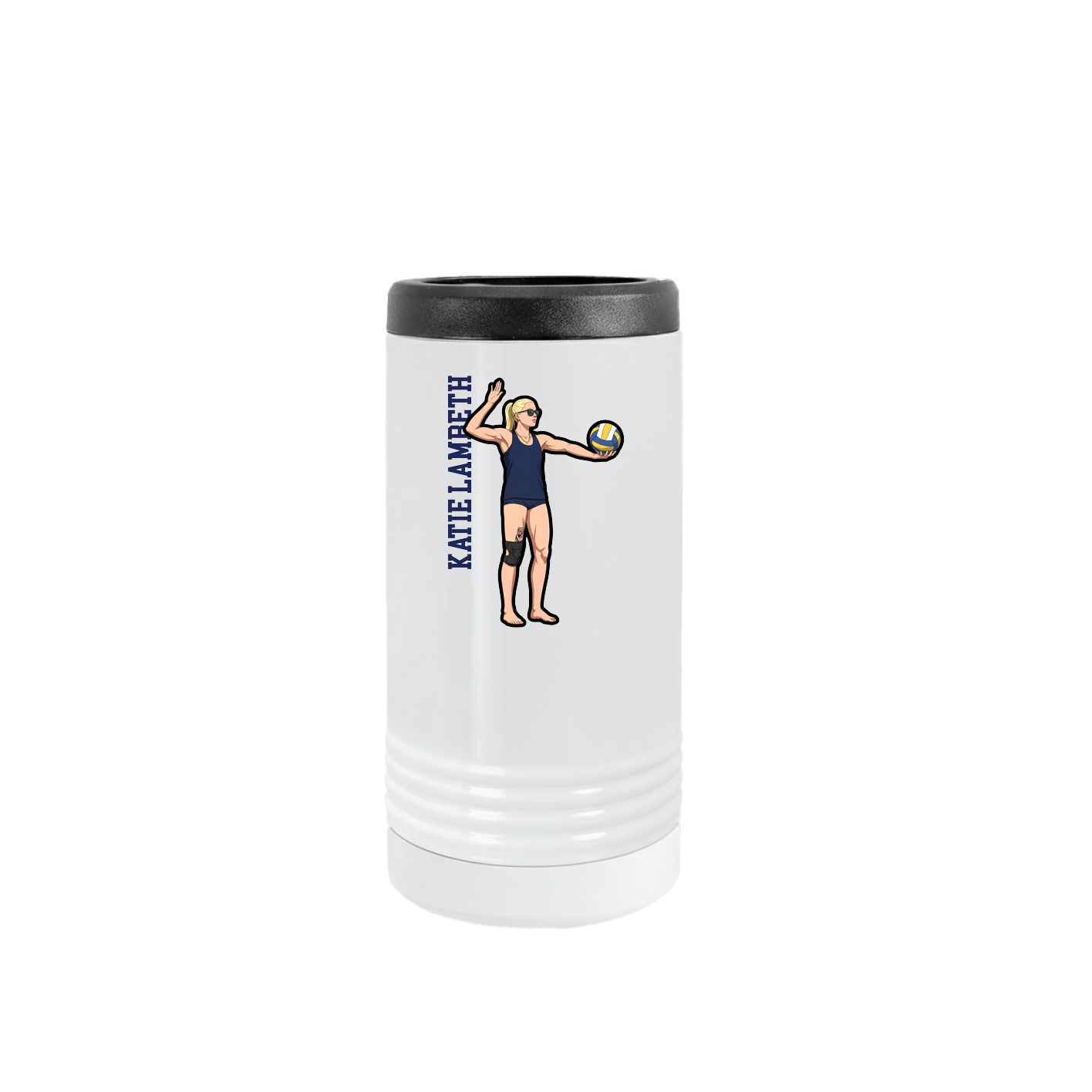 Slim Beverage Holder — Name Vertical in White