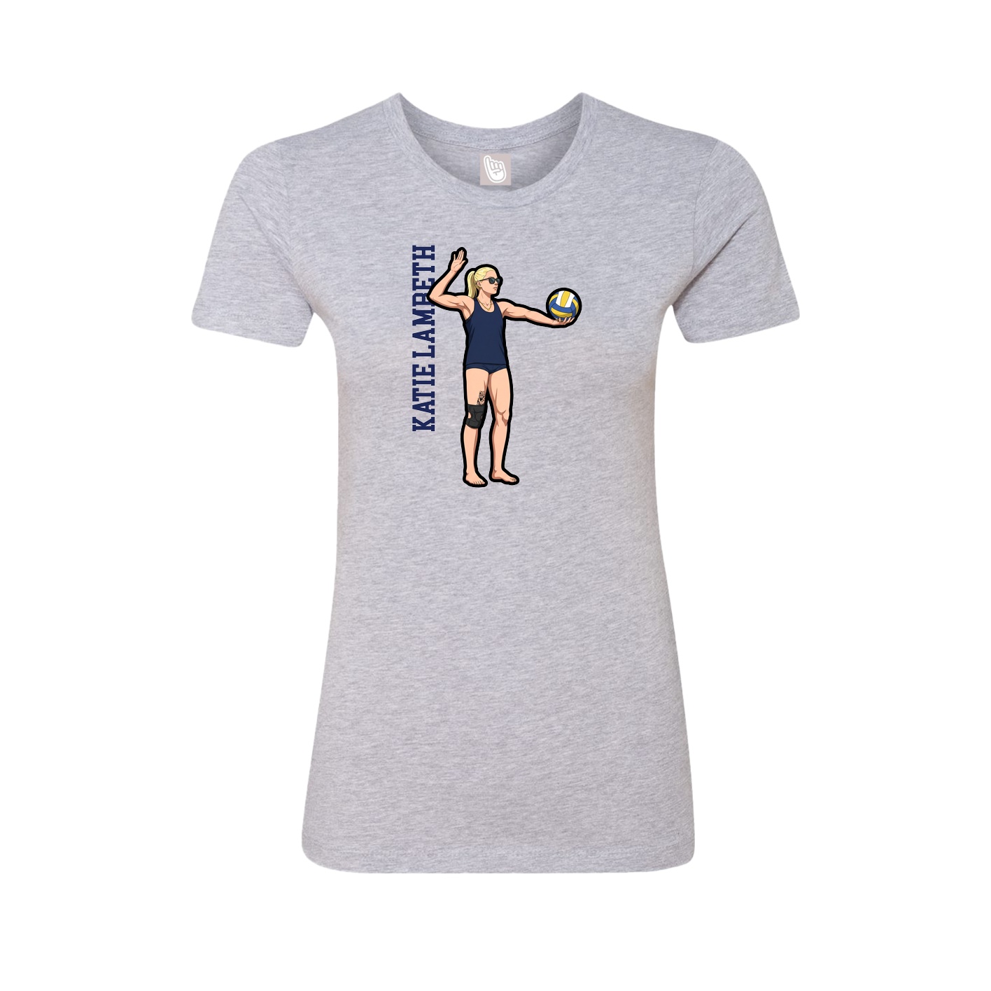 Fitted Women's Tee — Name Vertical in Grey