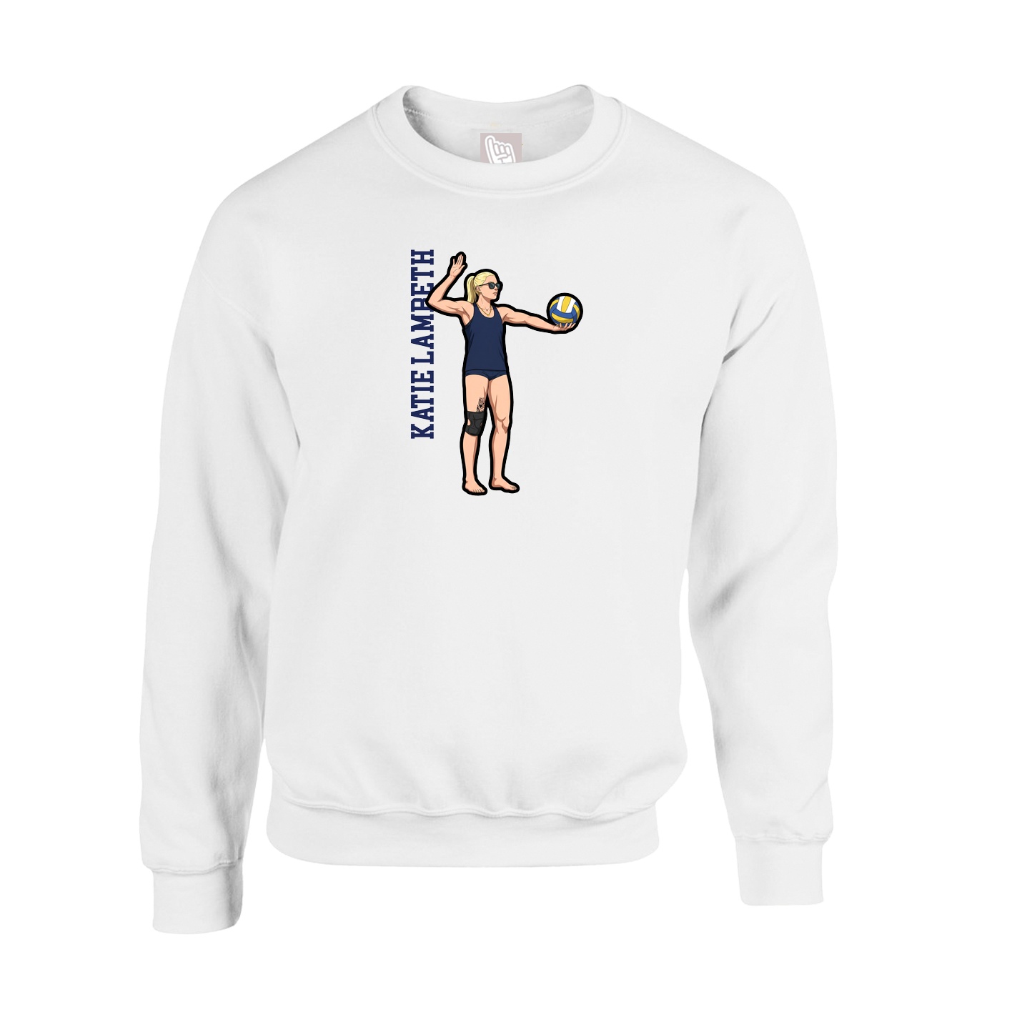 Fleece Crew — Name Vertical in White