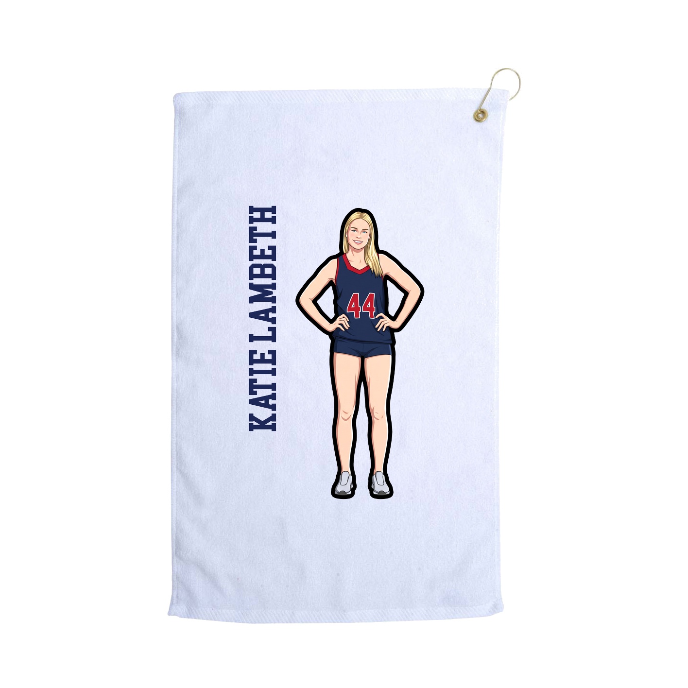 Golf Towel — Name Vertical in White
