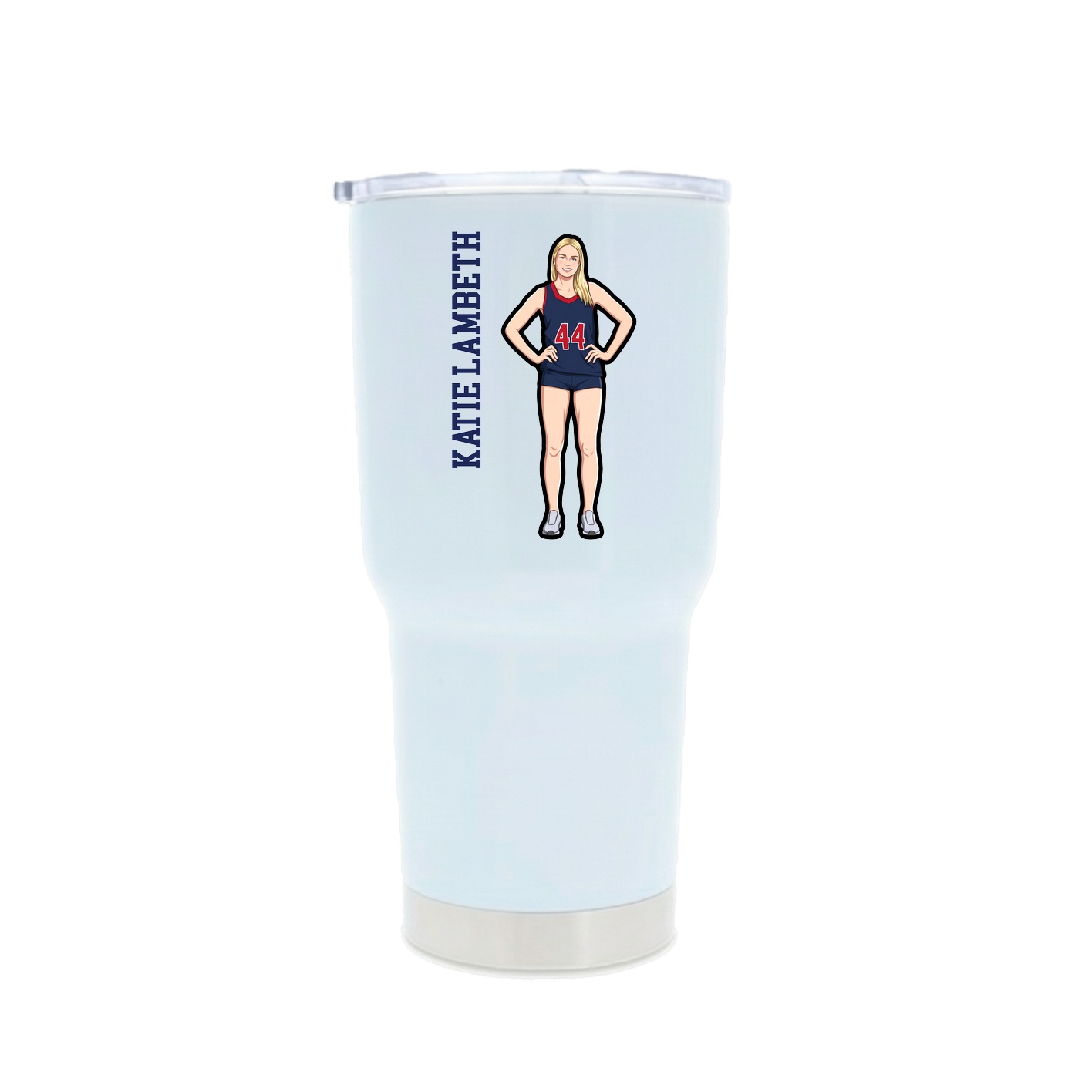 30oz Stainless Steel Tumbler — Name Vertical in White
