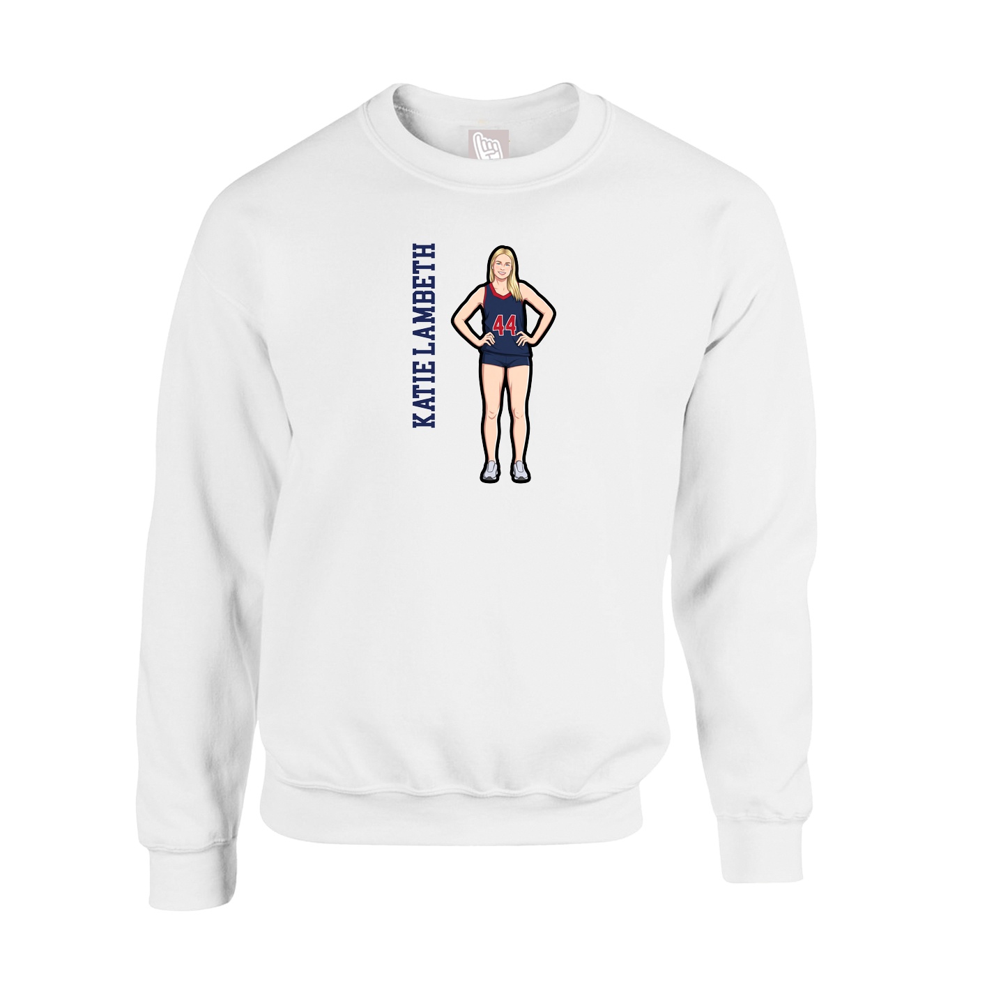 Fleece Crew — Name Vertical in White