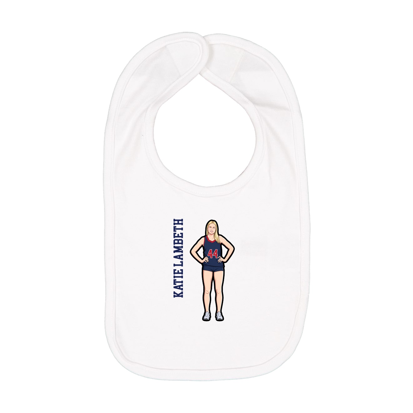 Infant Bib — Name Vertical in White
