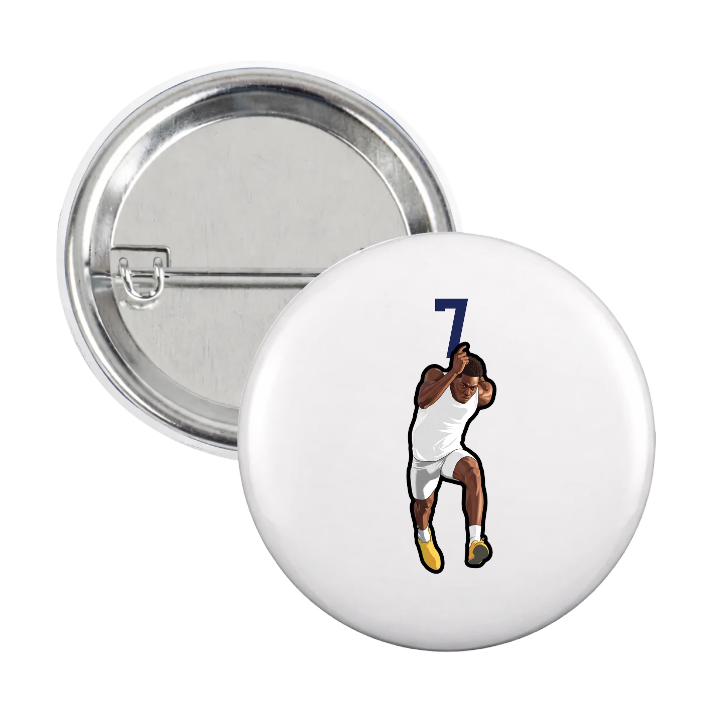 Game Day Button — Number Top in White