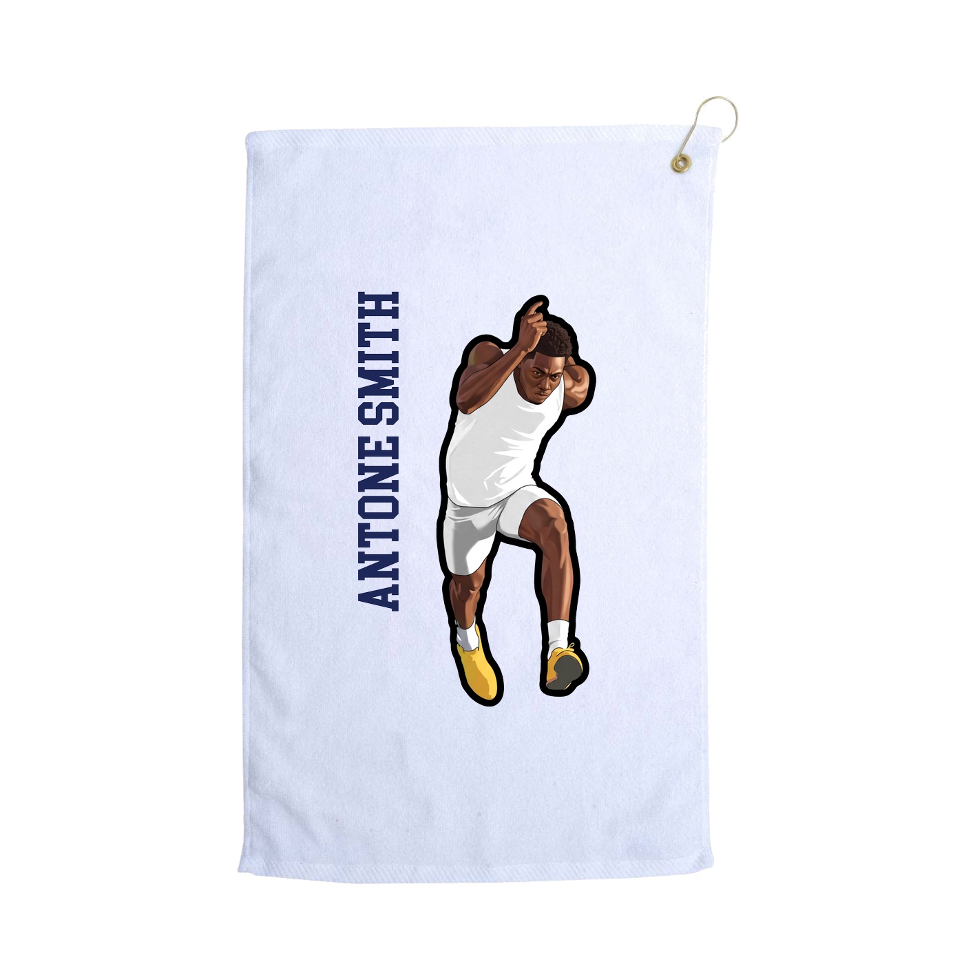 Golf Towel — Name Vertical in White