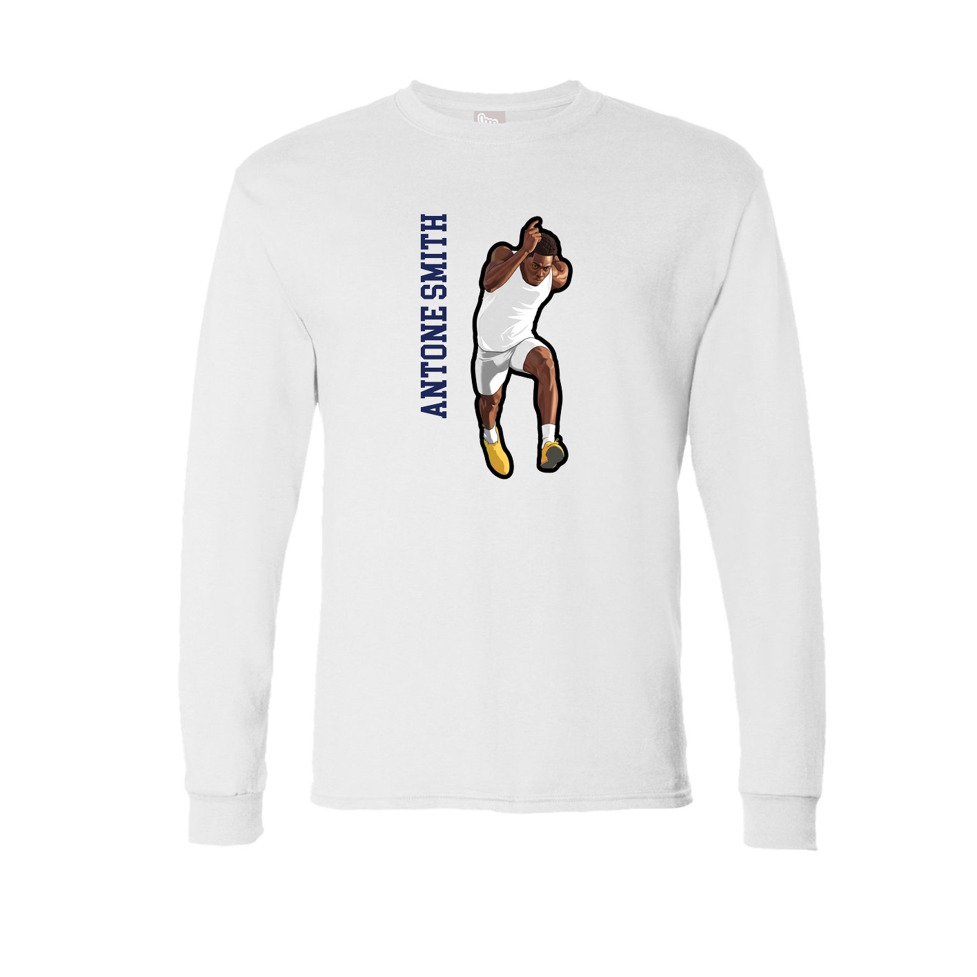 Long Sleeve Tee — Name Vertical in White