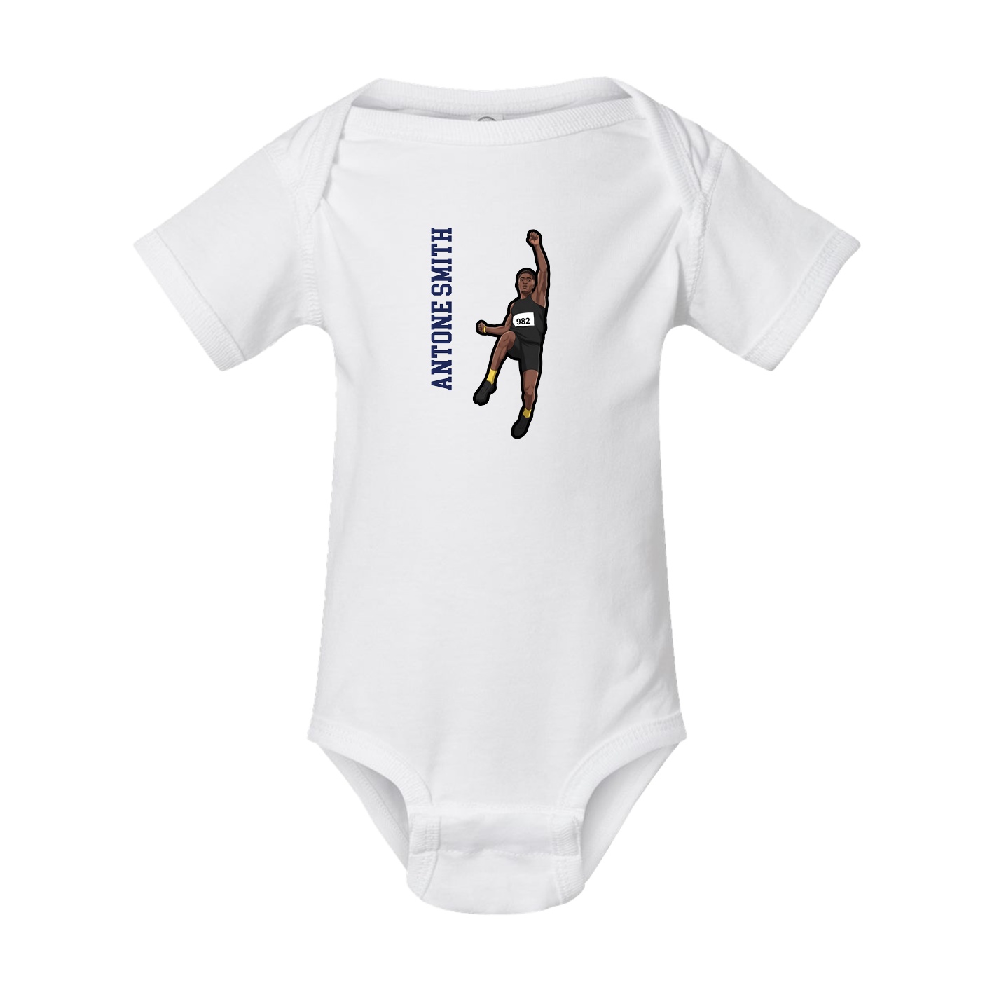 Baby Onesie — Name Vertical in White