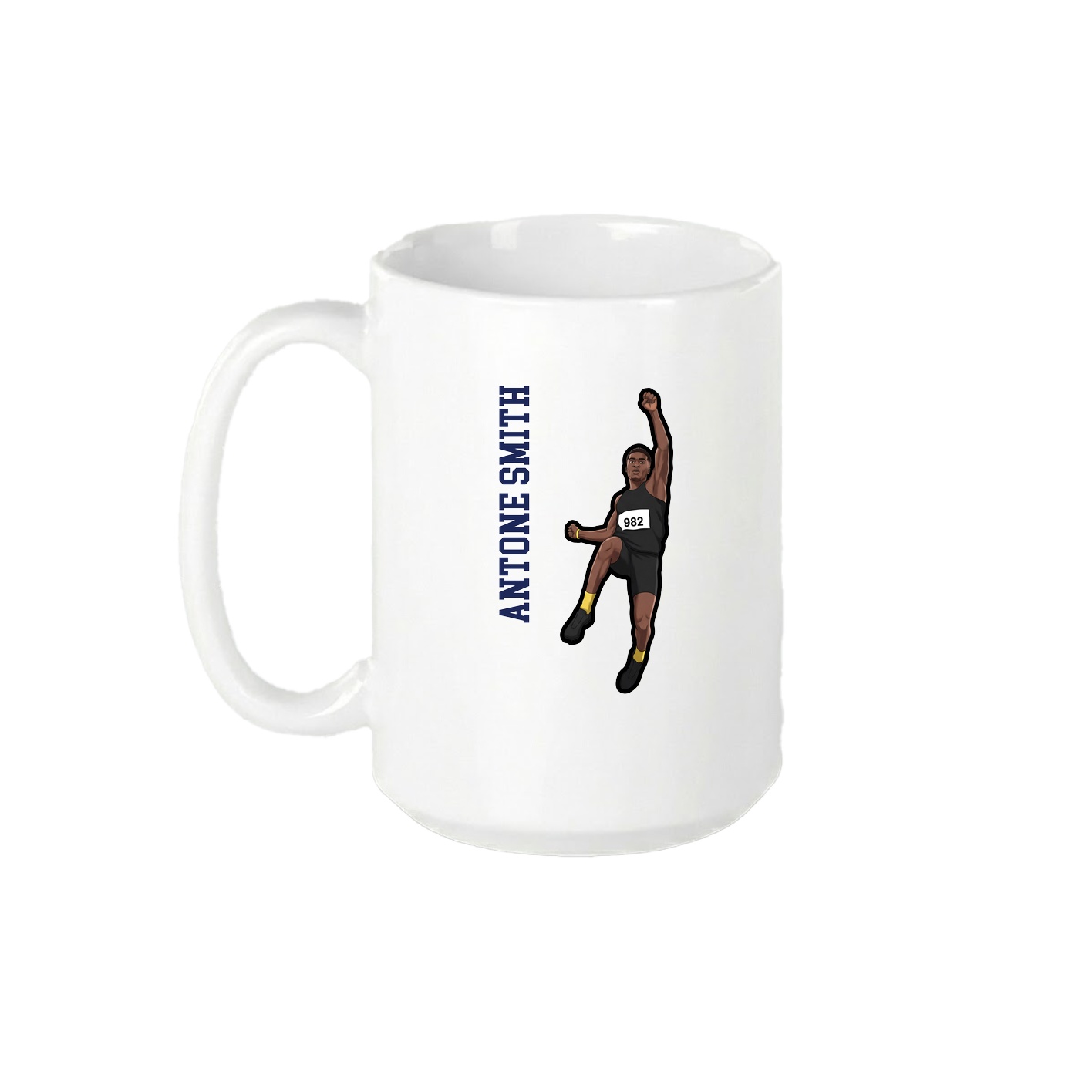 15oz Coffee Mug — Name Vertical in White