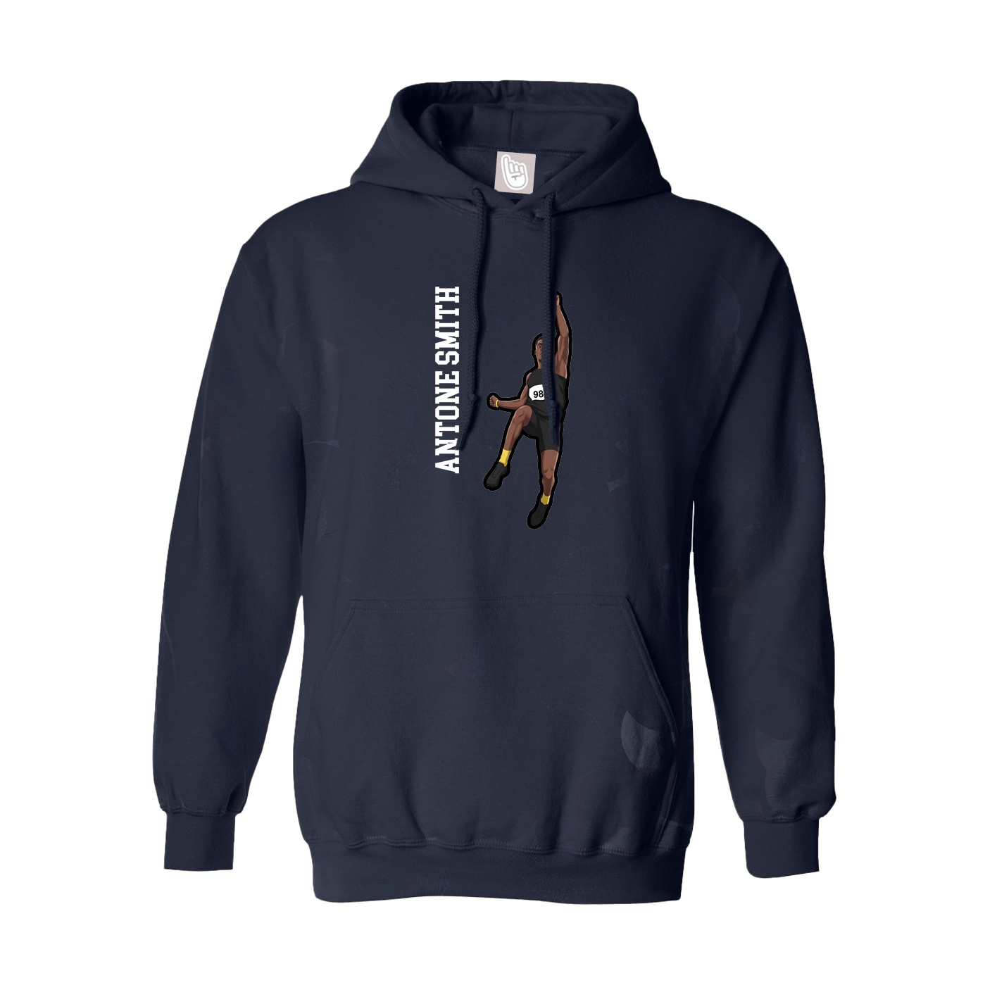 Hoodie — Name Vertical in Navy