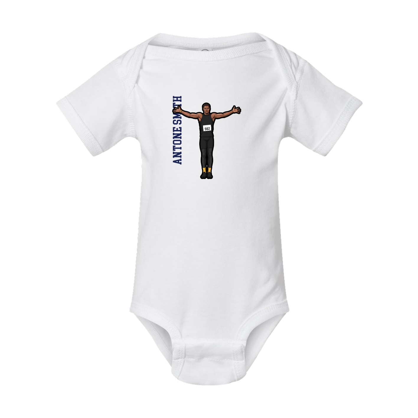 Baby Onesie — Name Vertical in White