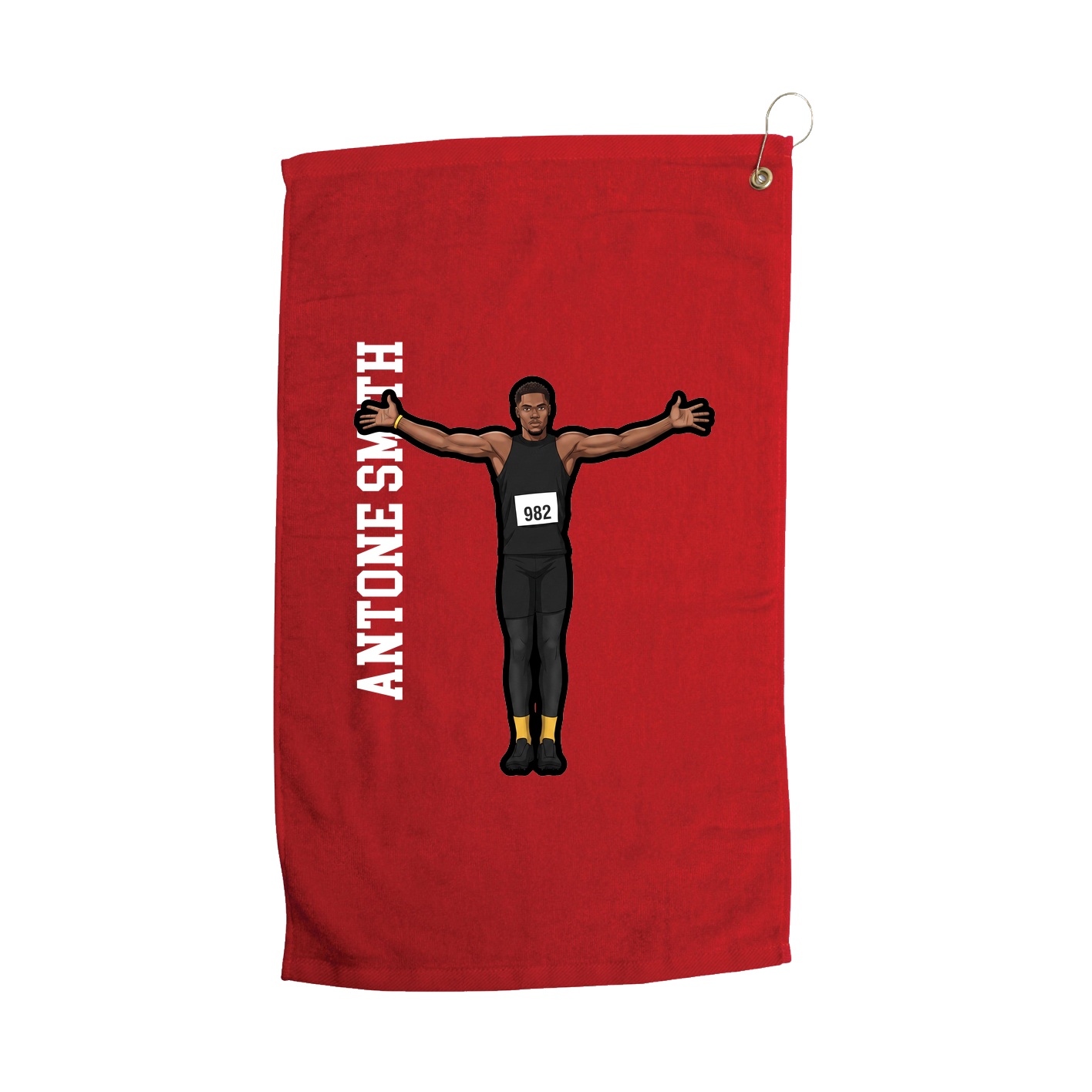 Golf Towel — Name Vertical in Red