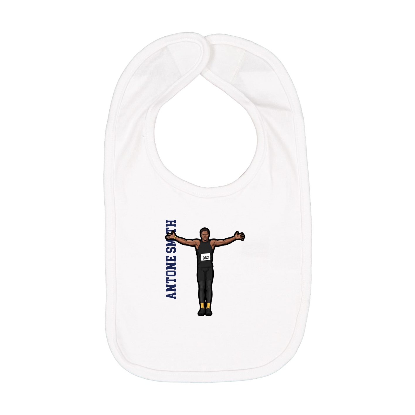 Infant Bib — Name Vertical in White