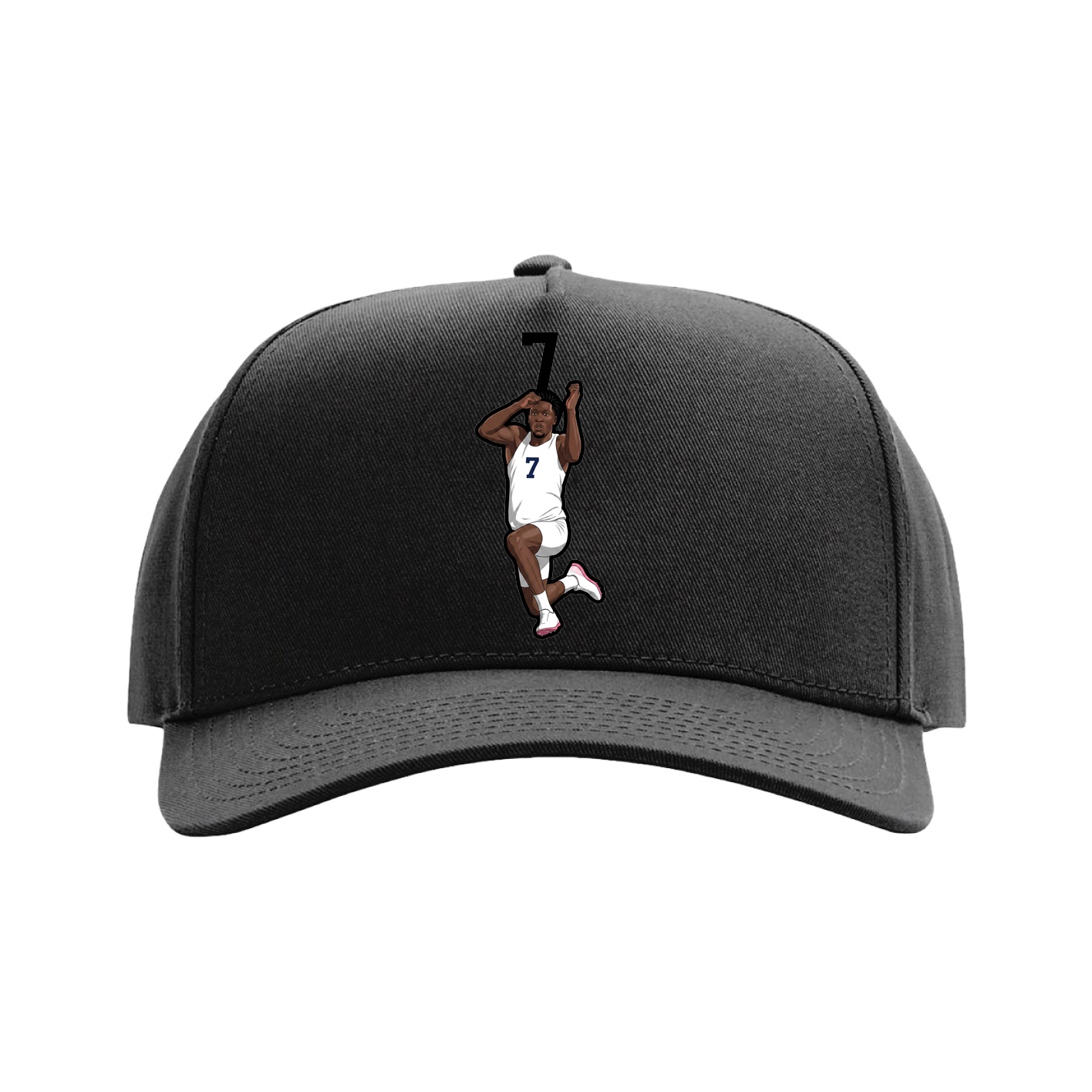 Full Fabric Five-Panel Champ Cap — Number Top in Black