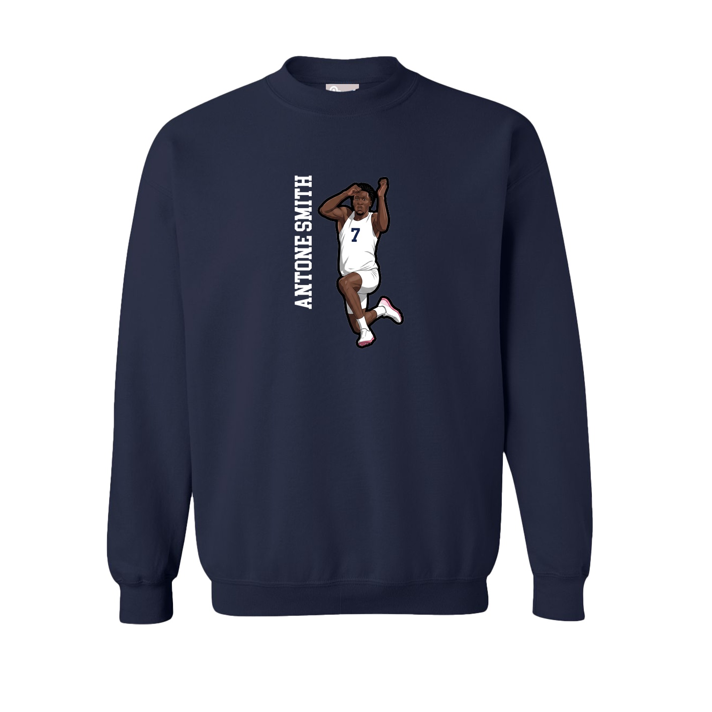 Fleece Crew — Name Vertical in Navy