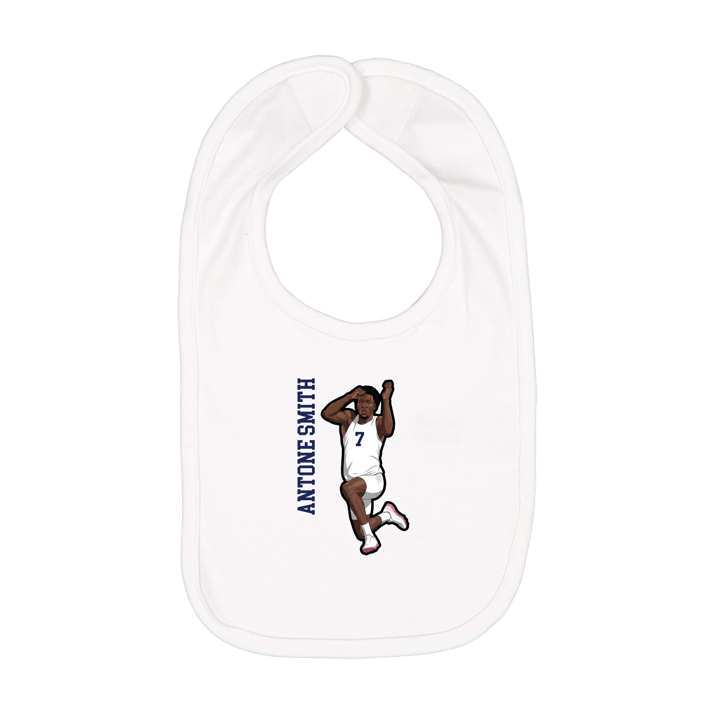 Infant Bib — Name Vertical in White