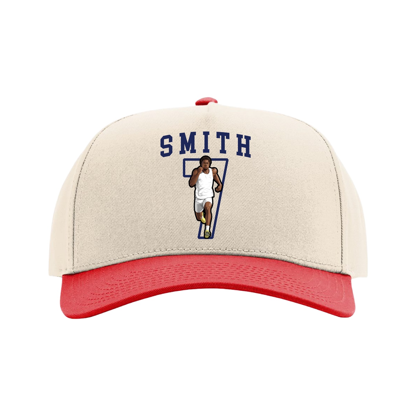 Full Fabric Five-Panel Champ Cap — Shirsey in Cream/Red