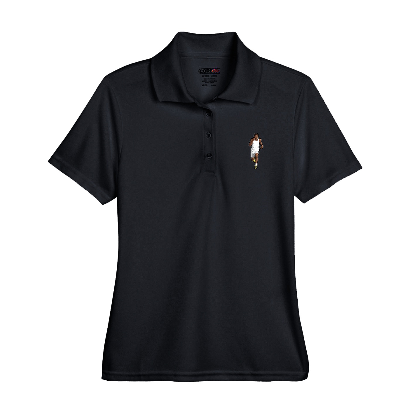 Womens Performance Polo — Name Vertical in Black