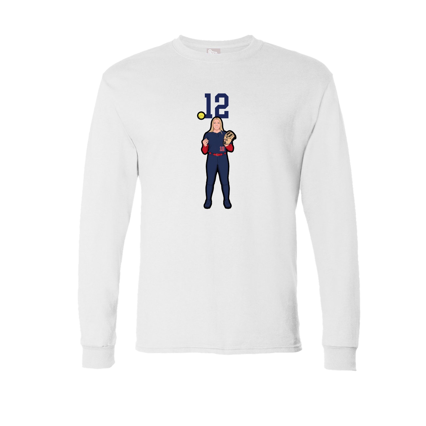 Long Sleeve Tee — Number Top in White