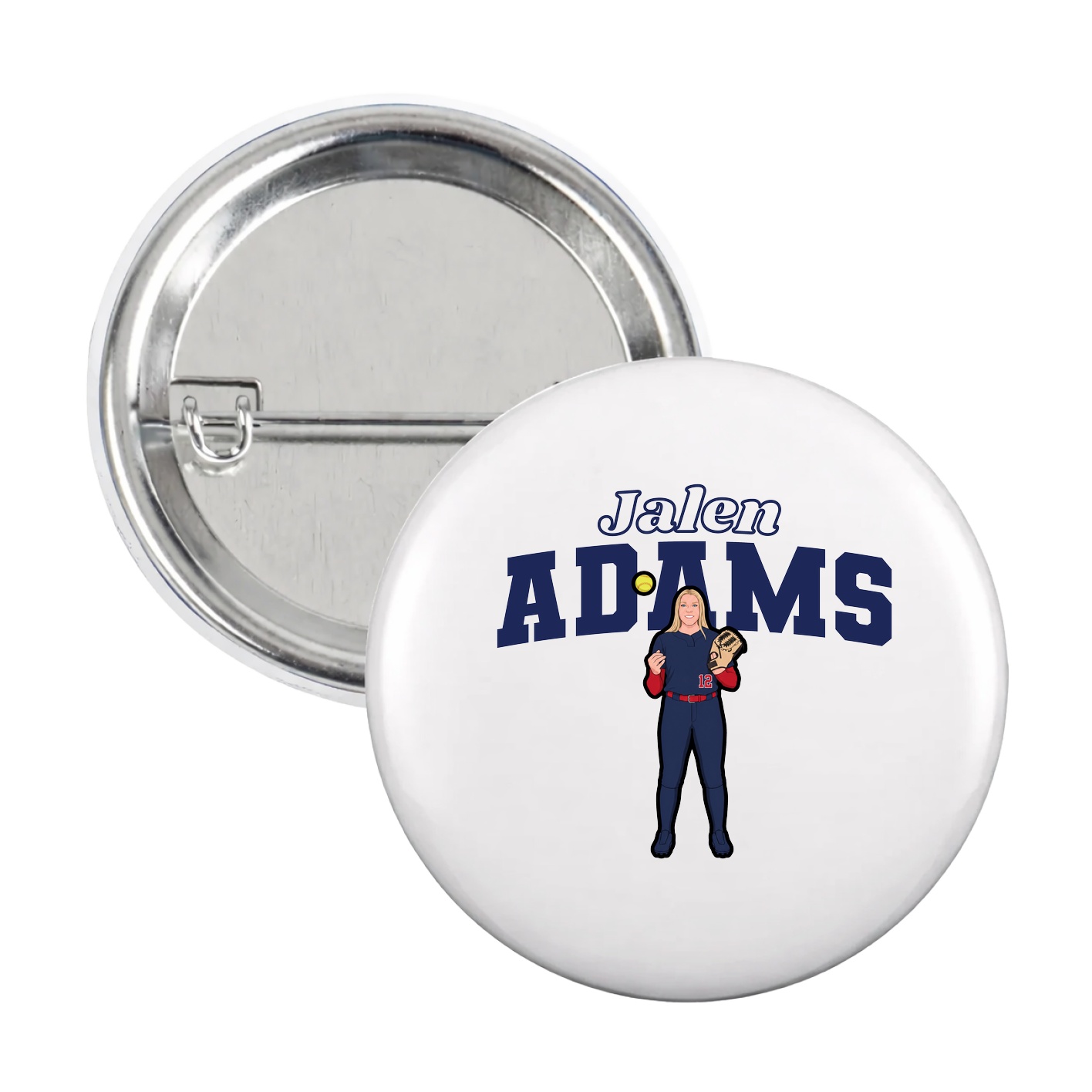 Game Day Button — Name Arch in White